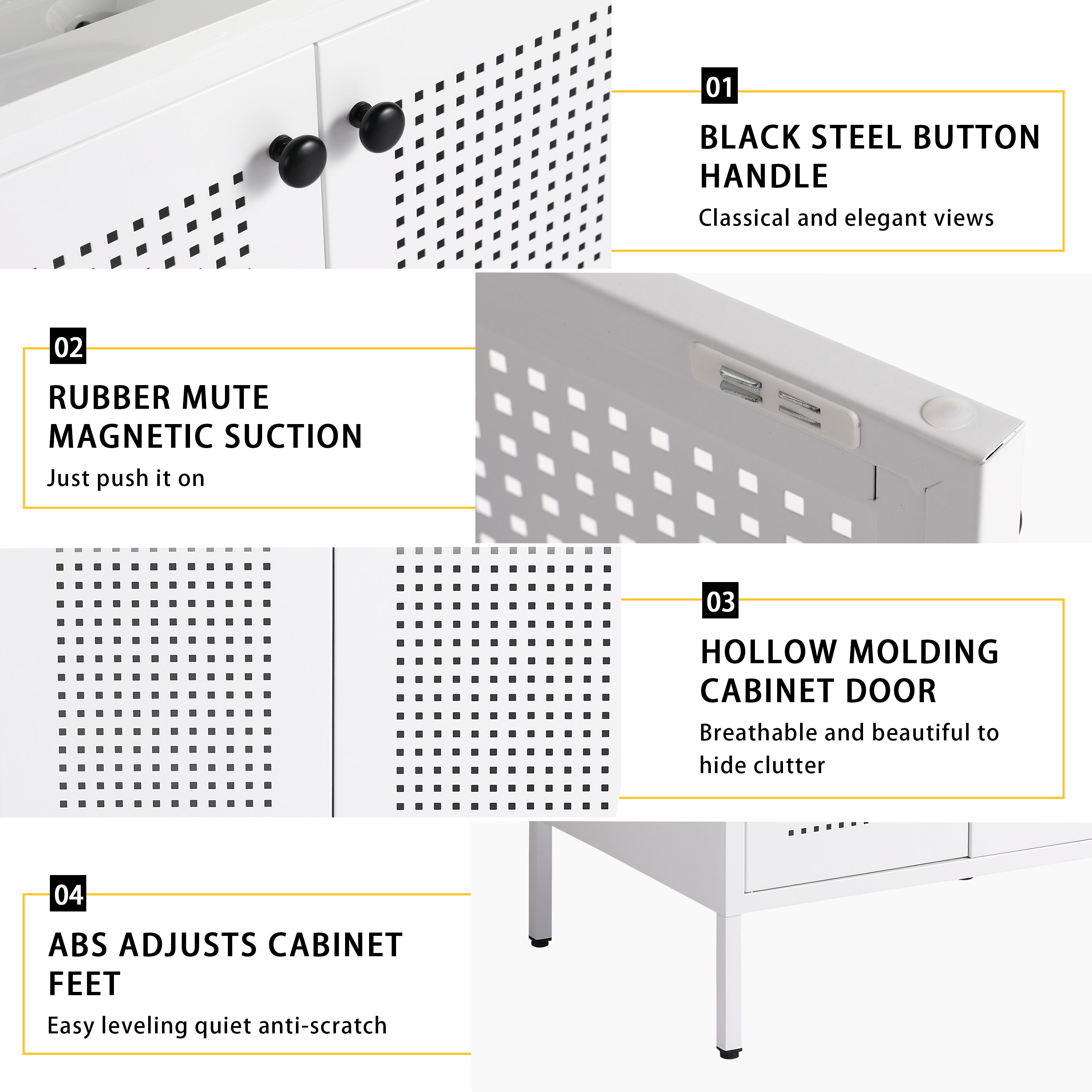 24 inch Steel Freestanding Bathroom Vanity in White with Integrated Resin Sink with Drain