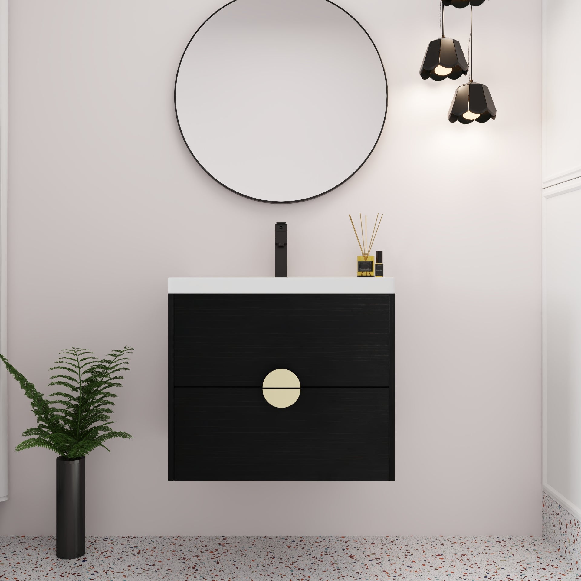 24 Inch Wall-Mounted Bathroom Vanity With Sink, For Small Bathroom