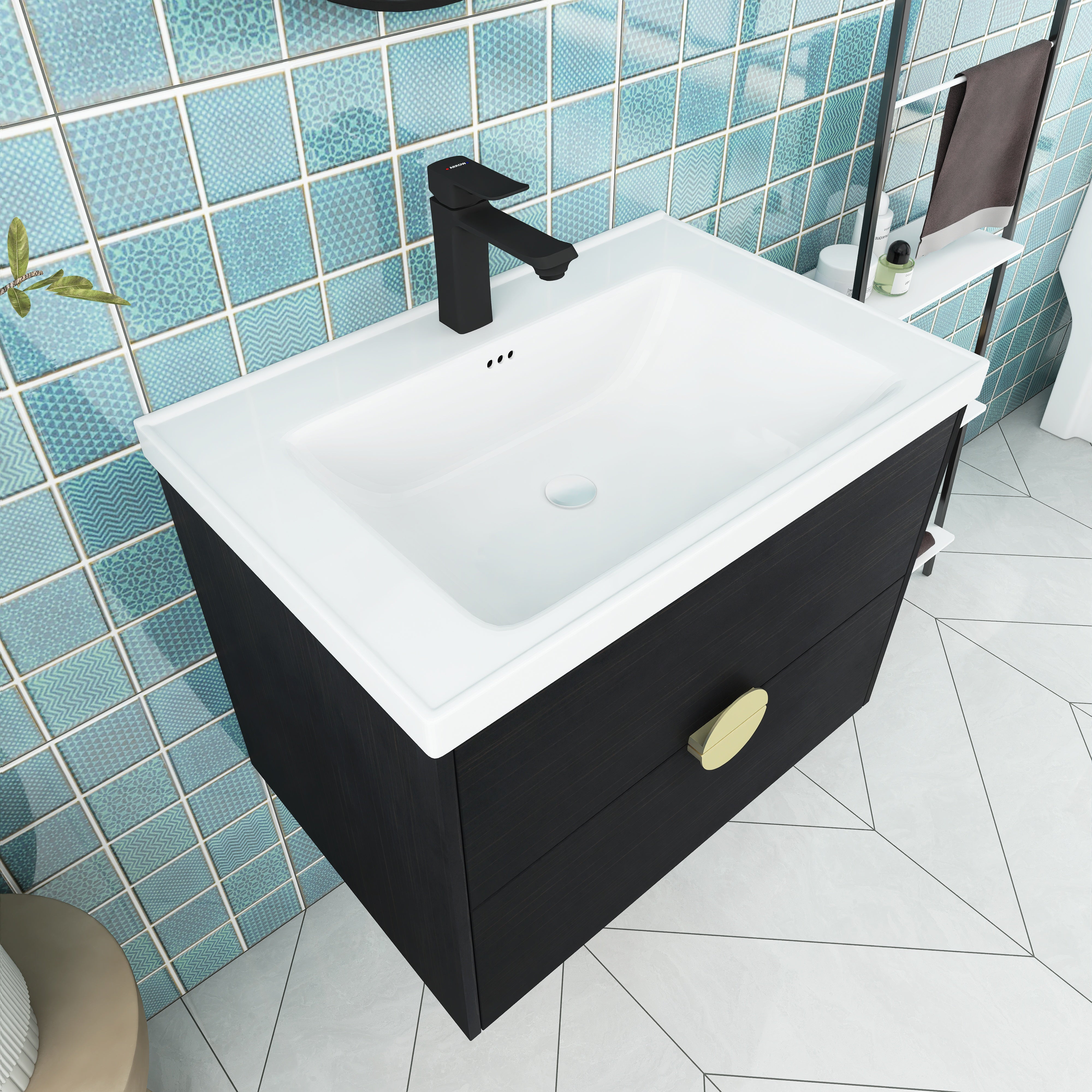 24 Inch Wall-Mounted Bathroom Vanity With Sink, For Small Bathroom
