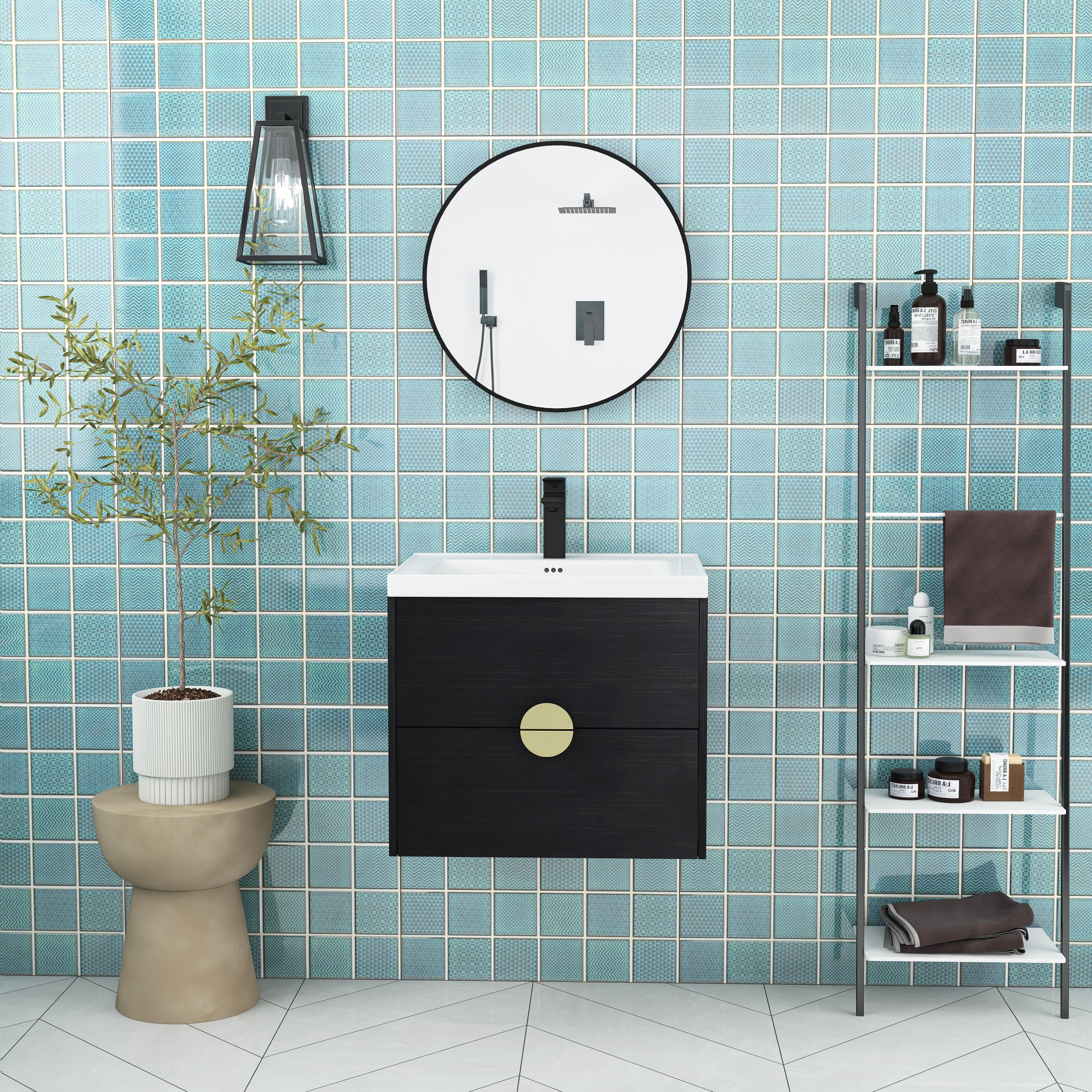 28 Inch Wall-Mounted Bathroom Vanity With Sink, For Small Bathroom