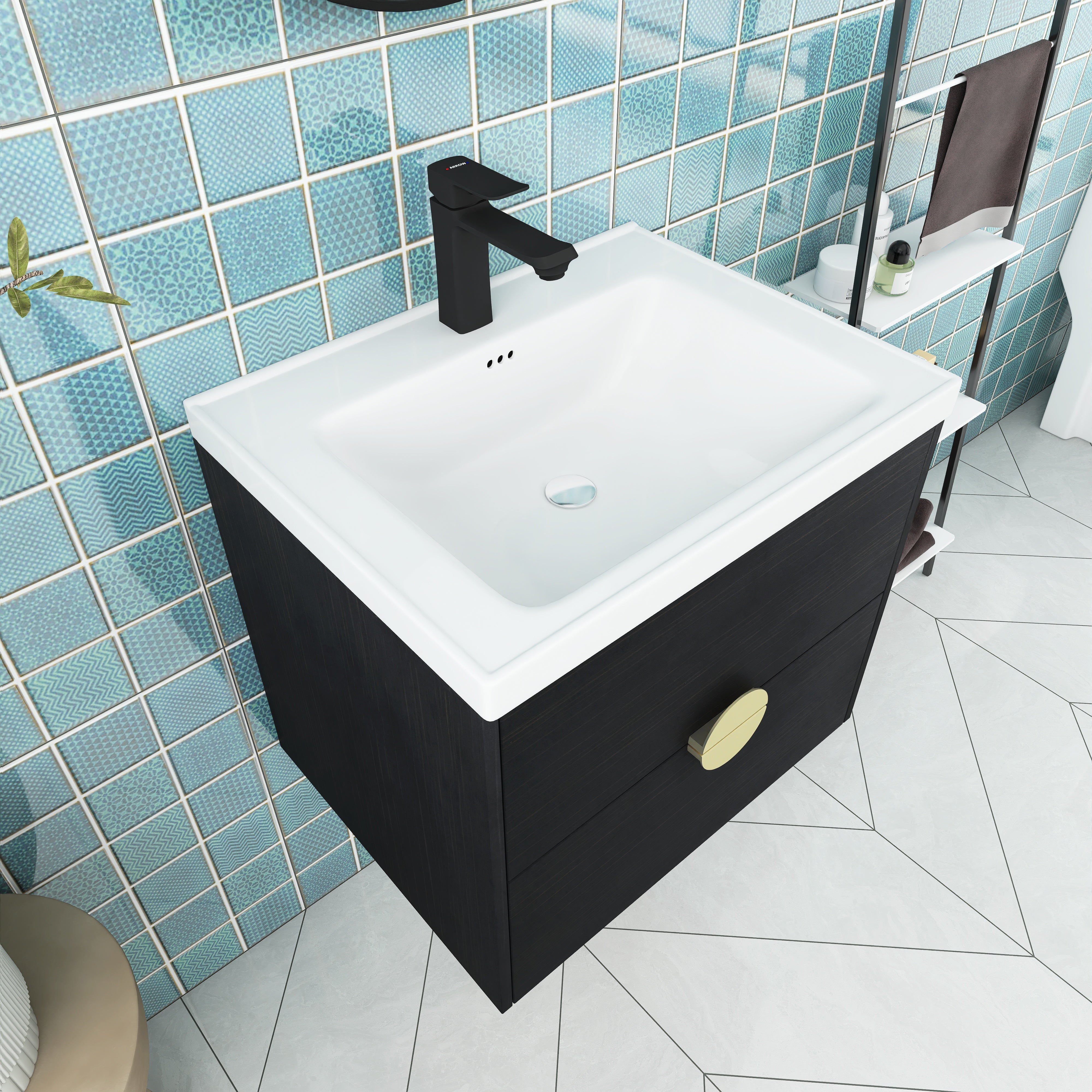 28 Inch Wall-Mounted Bathroom Vanity With Sink, For Small Bathroom