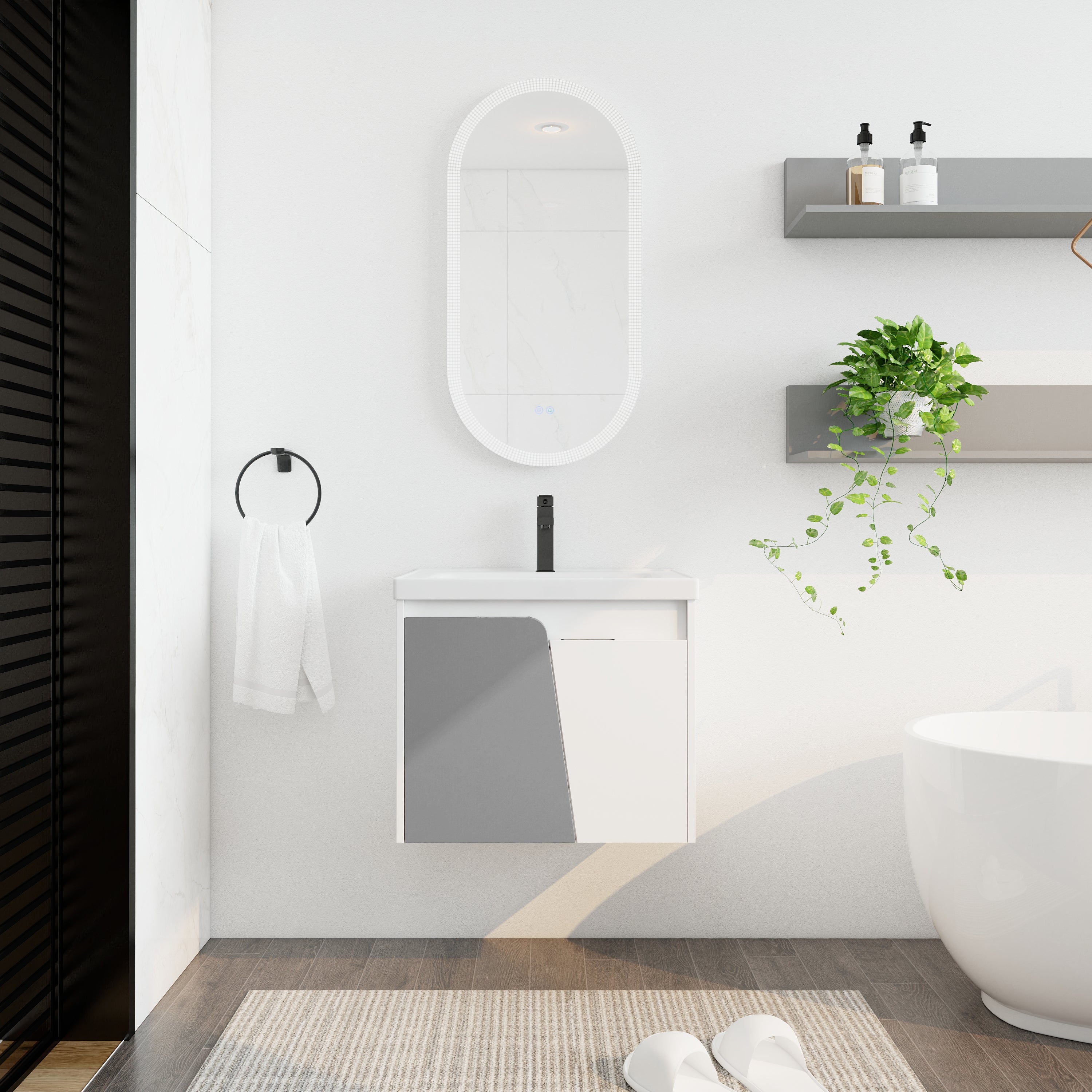 24 Inch Wall-Mounted Bathroom Vanity With Sink, For Small Bathroom