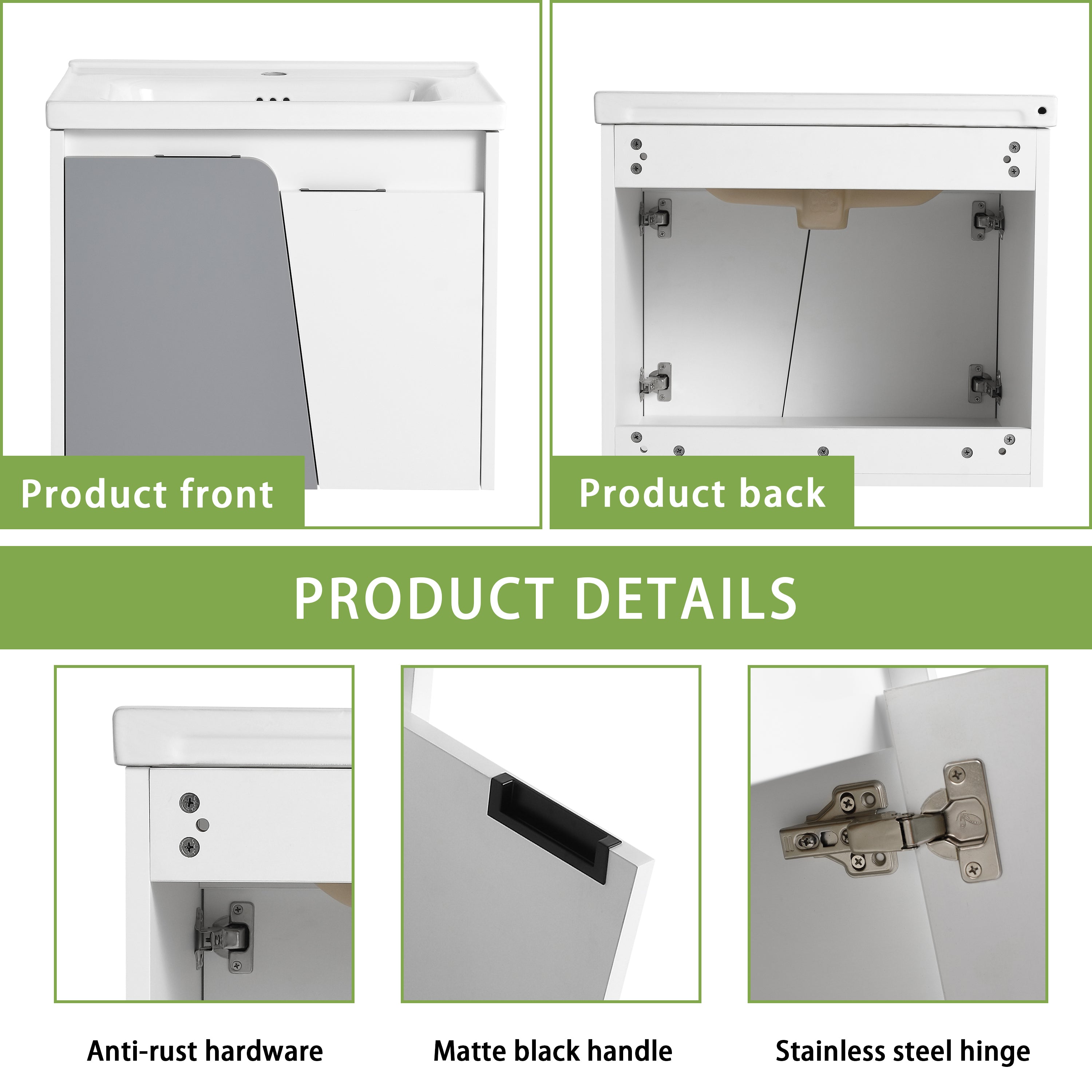 24 Inch Wall-Mounted Bathroom Vanity With Sink, For Small Bathroom