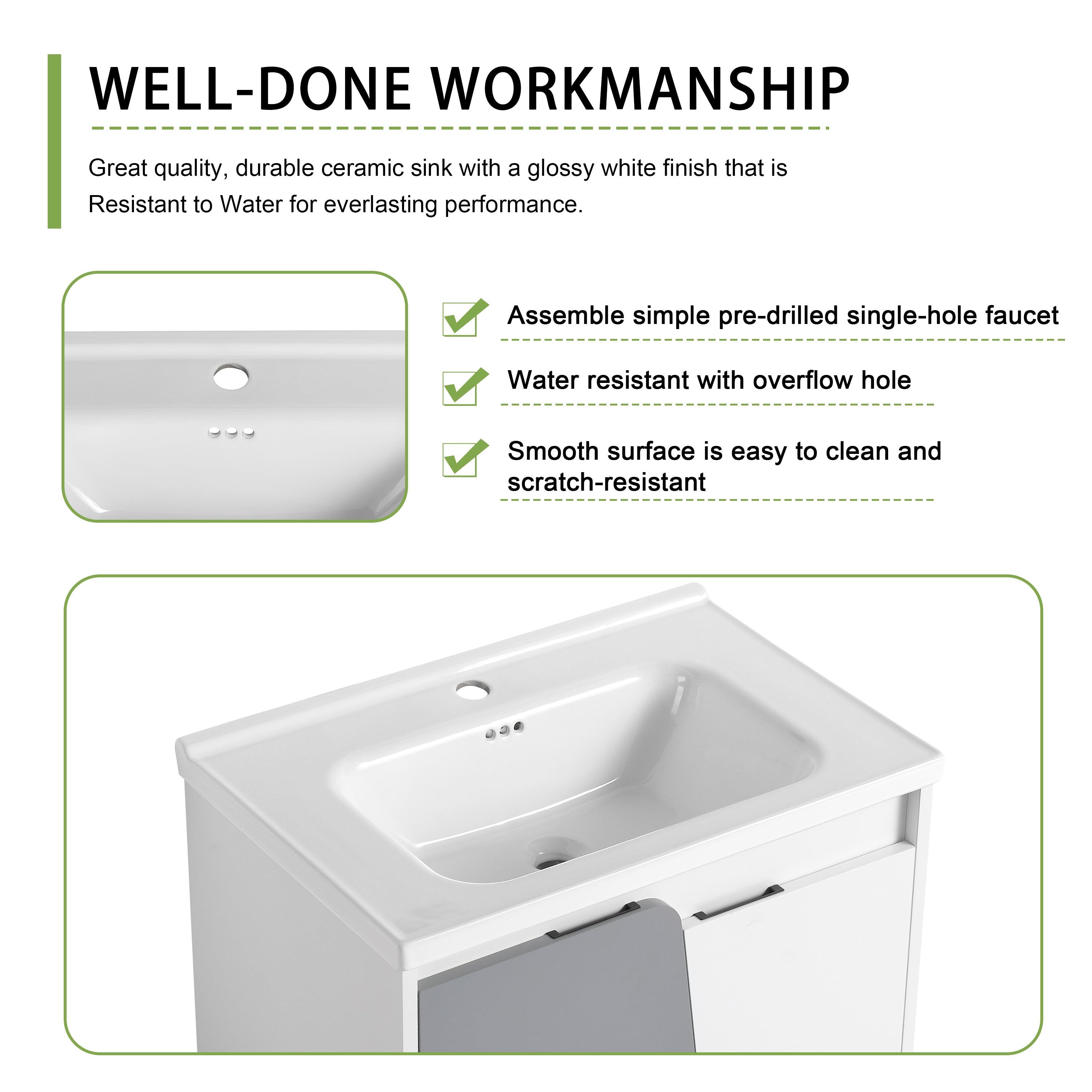 28 Inch Wall-Mounted Bathroom Vanity With Sink, For Small Bathroom