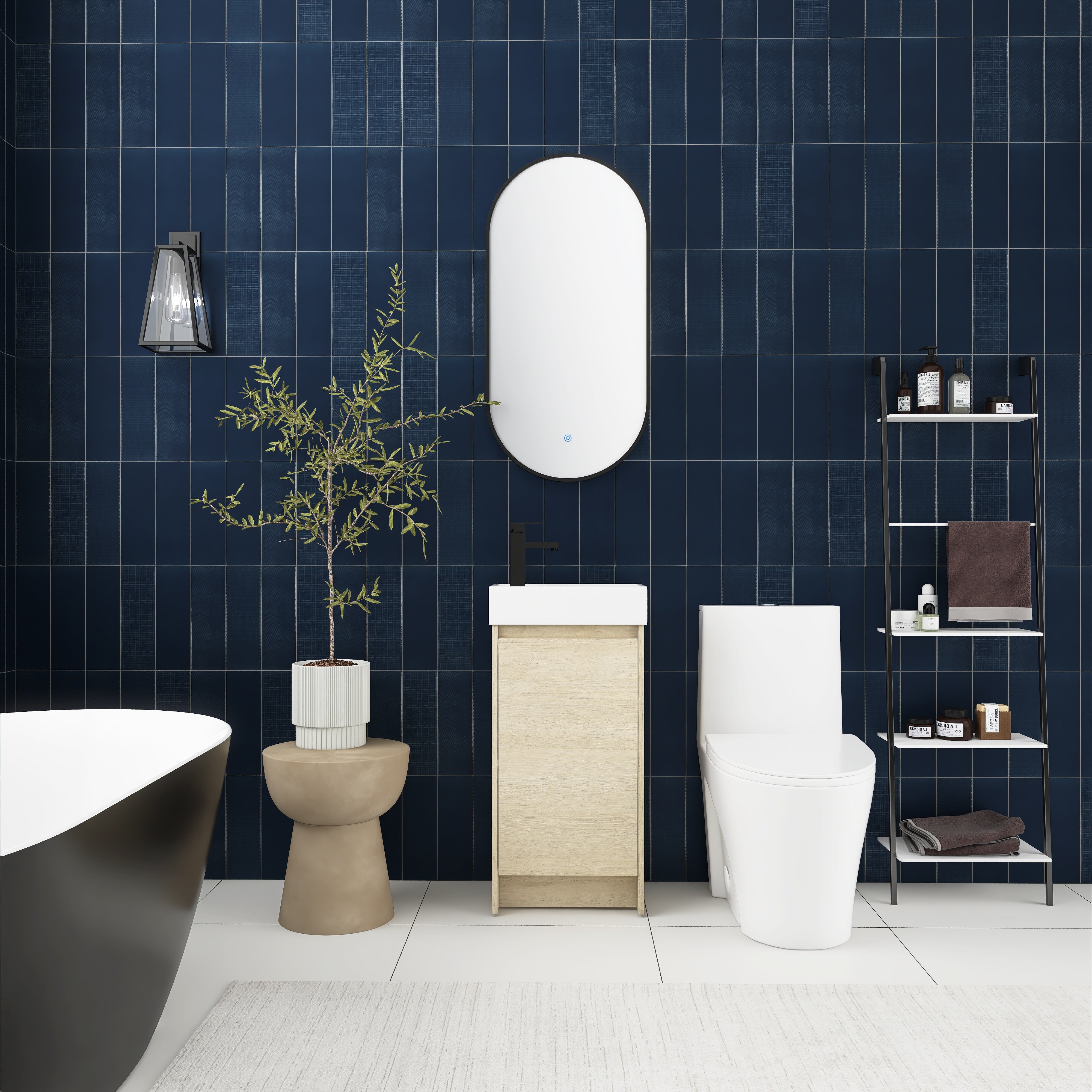 16 Inch Freestanding Bathroom Vanity with Ceramic Sink and Soft Closing Doors