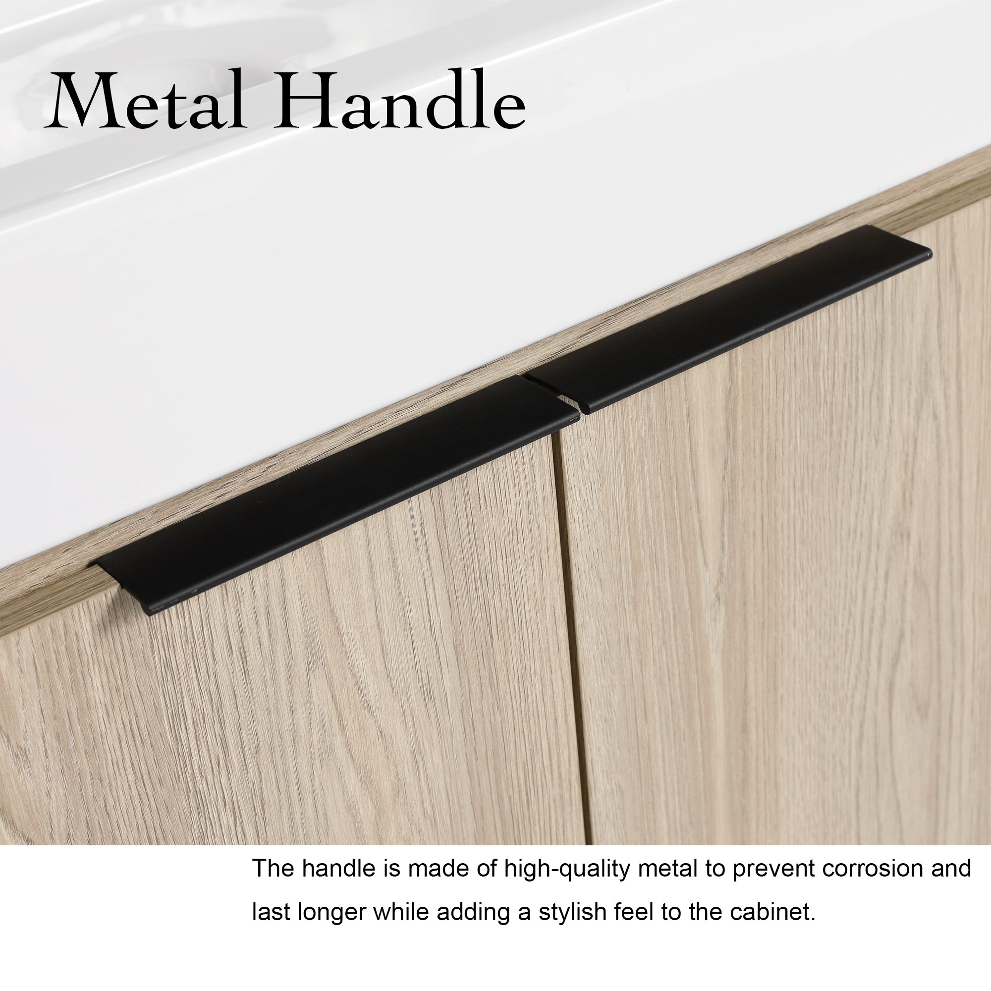 24 Inch Bathroom Vanity in White Oak With Ceramic Basin