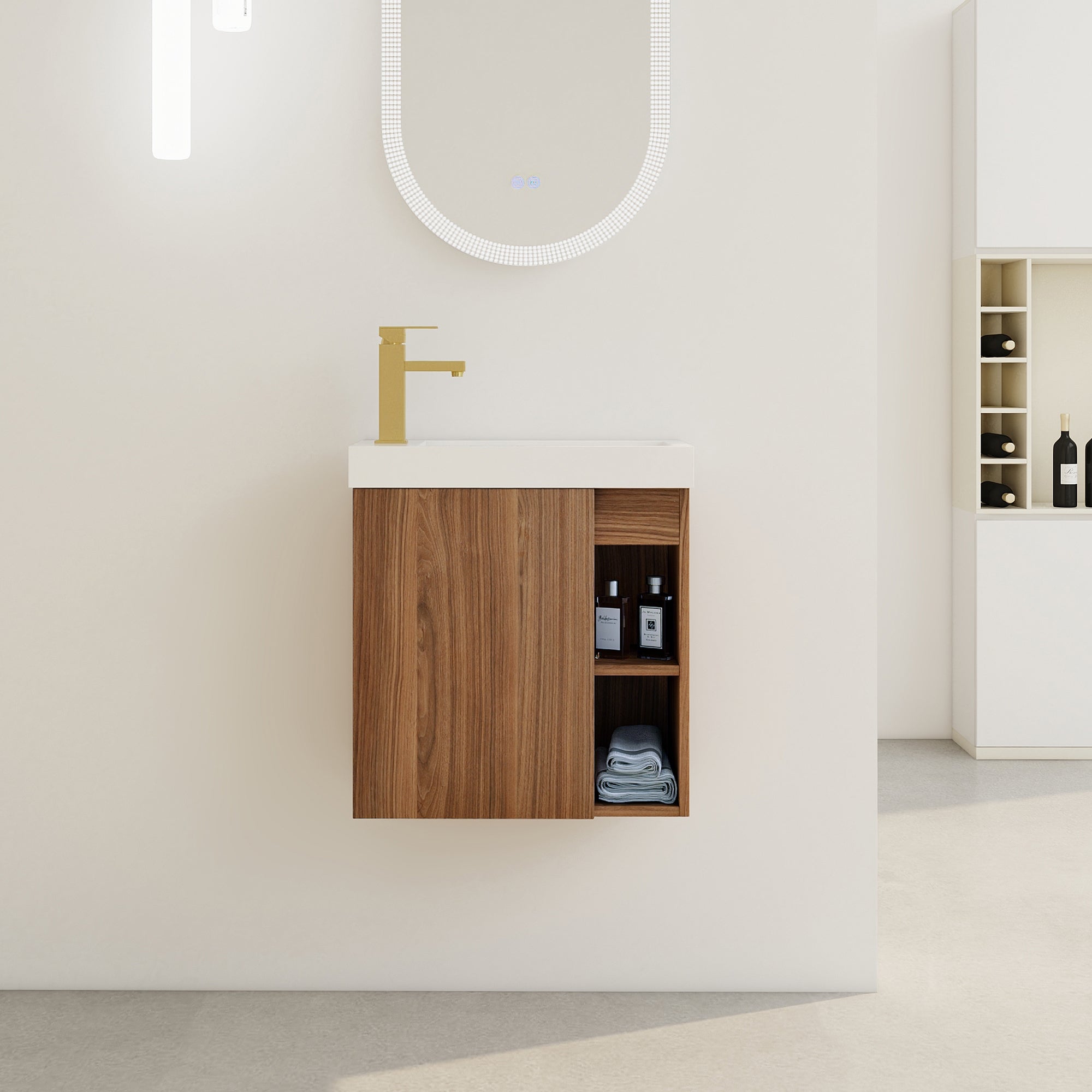 20'' Floating Wall-Mounted Bathroom Vanity with White Resin Sink & Soft-Close Cabinet Door