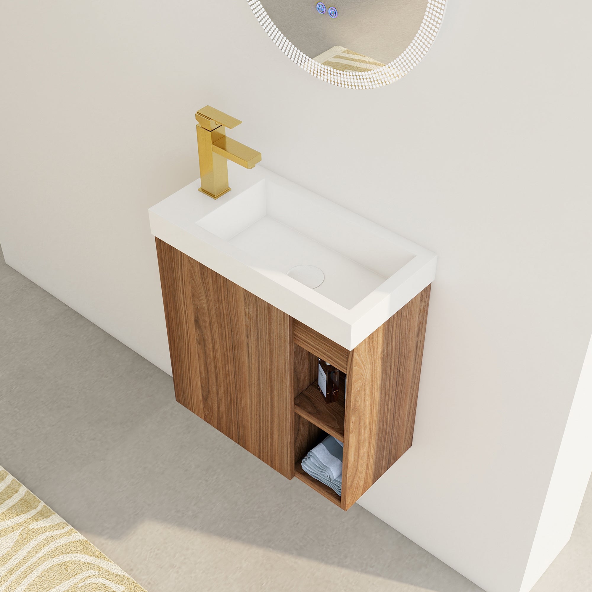 20'' Floating Wall-Mounted Bathroom Vanity with White Resin Sink & Soft-Close Cabinet Door