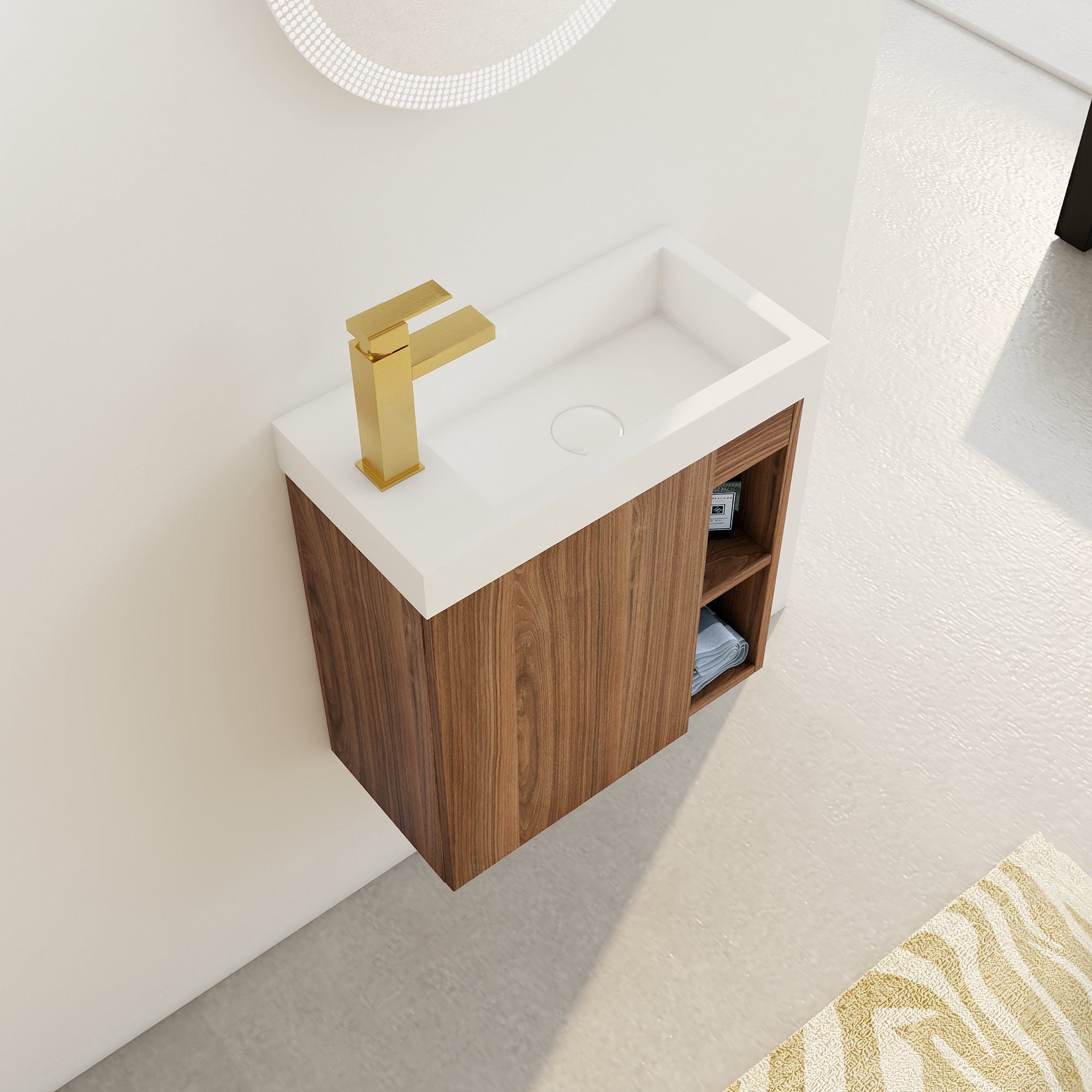20'' Floating Wall-Mounted Bathroom Vanity with White Resin Sink & Soft-Close Cabinet Door
