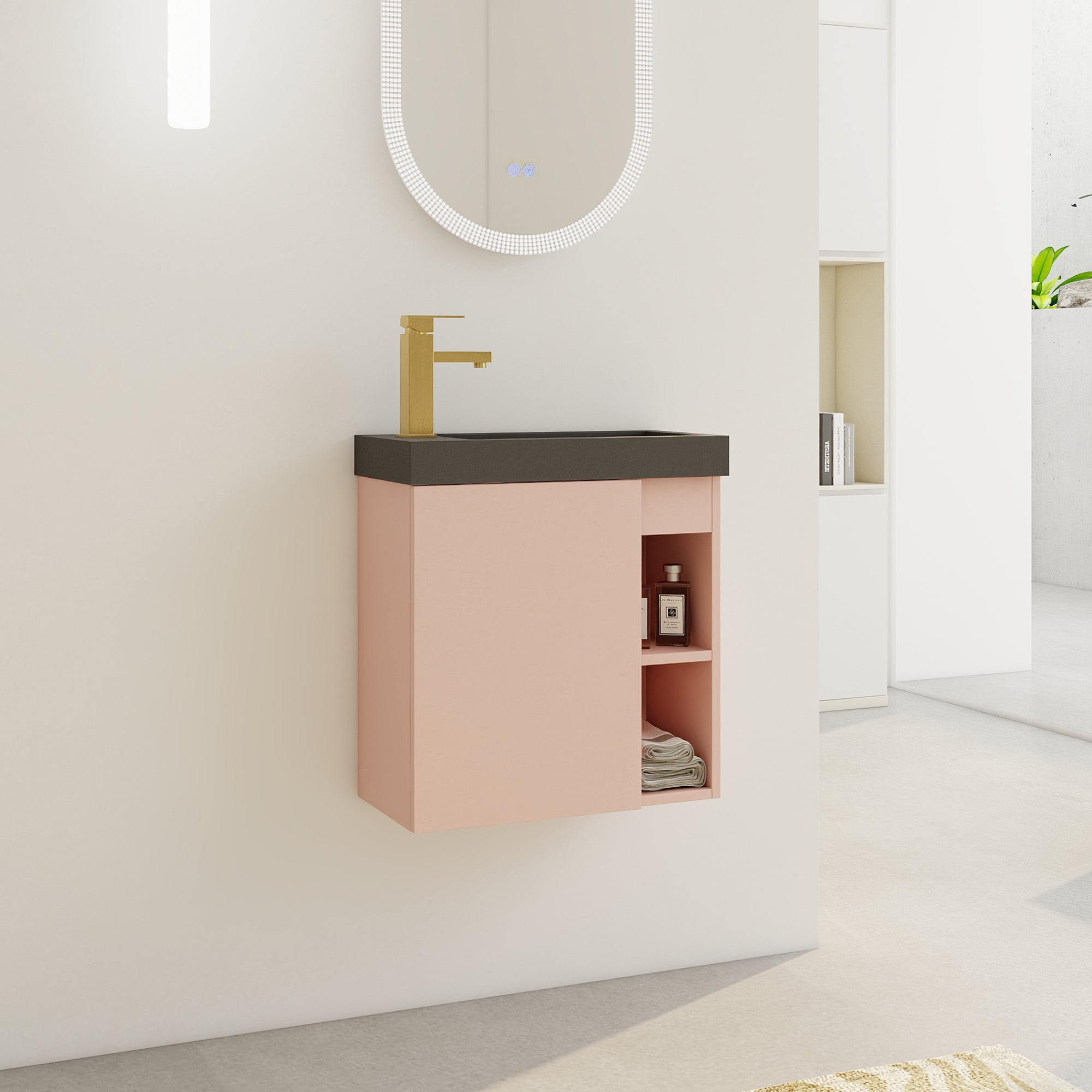 20'' Floating Wall-Mounted Bathroom Vanity with Resin Sink & Soft-Close Cabinet Door