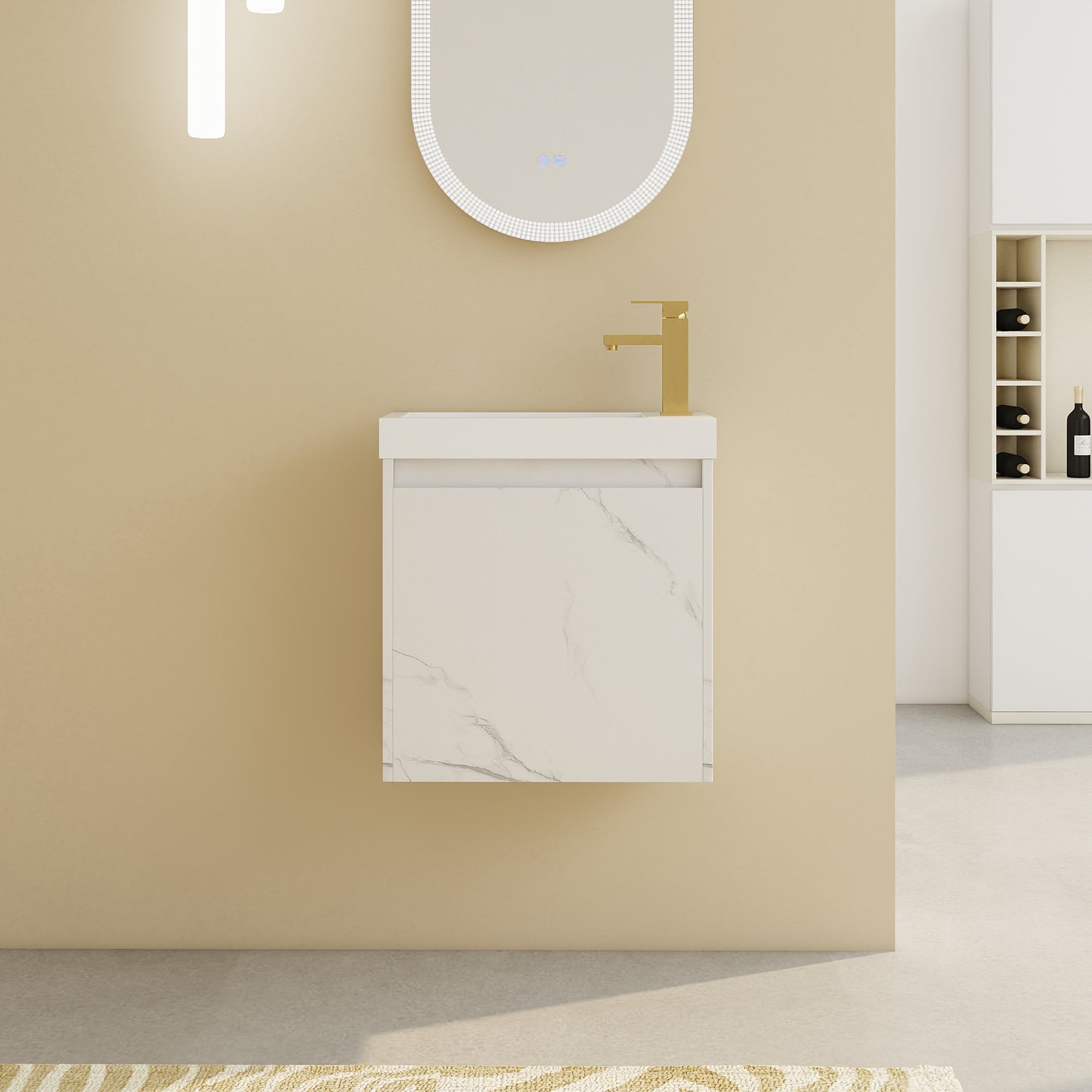 20'' Floating Wall-Mounted Bathroom Vanity with Resin Sink & Soft-Close Cabinet Door