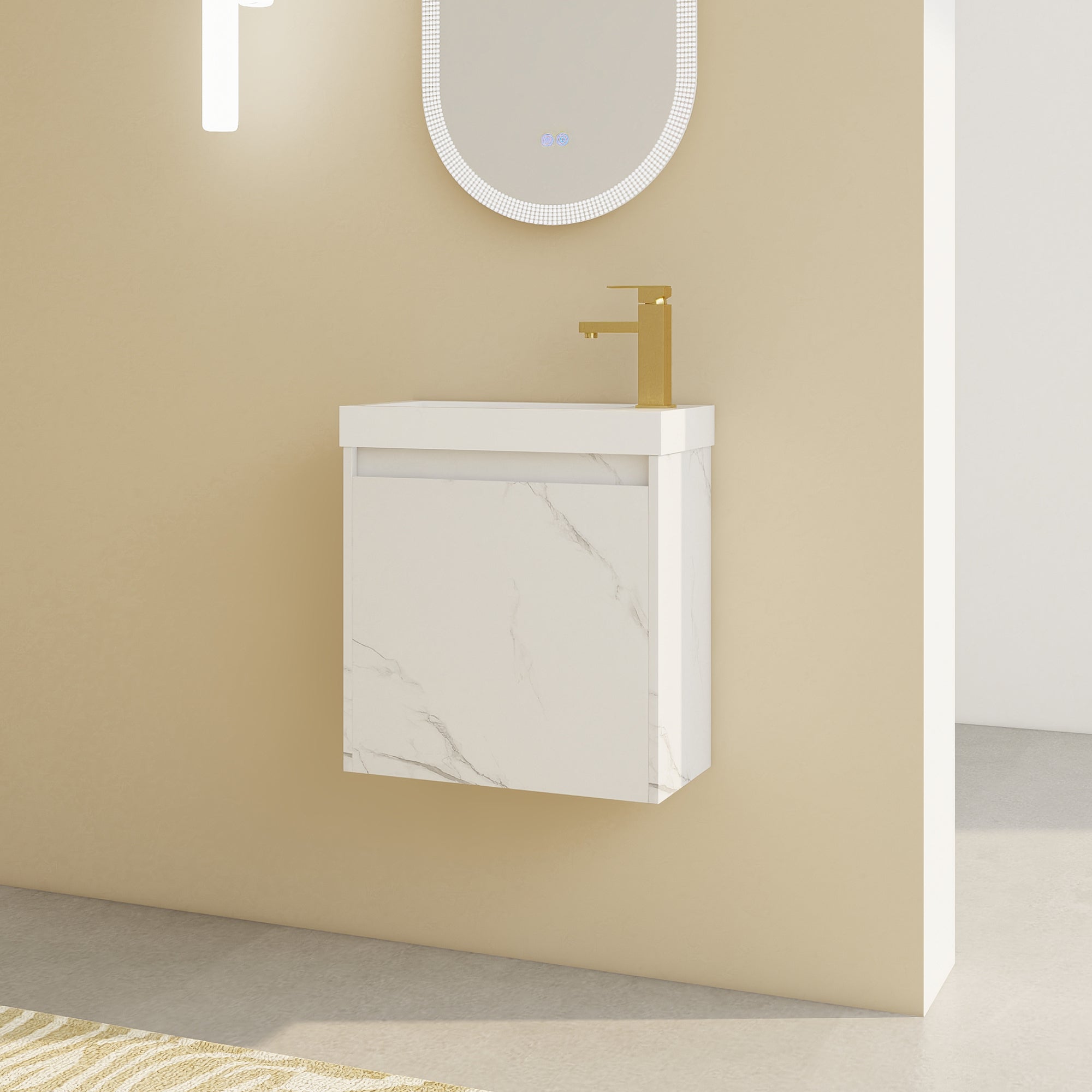 20'' Floating Wall-Mounted Bathroom Vanity with Resin Sink & Soft-Close Cabinet Door