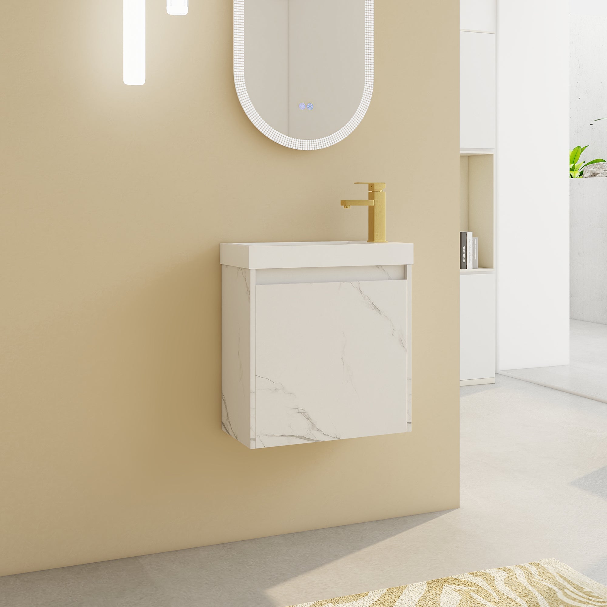 20'' Floating Wall-Mounted Bathroom Vanity with Resin Sink & Soft-Close Cabinet Door