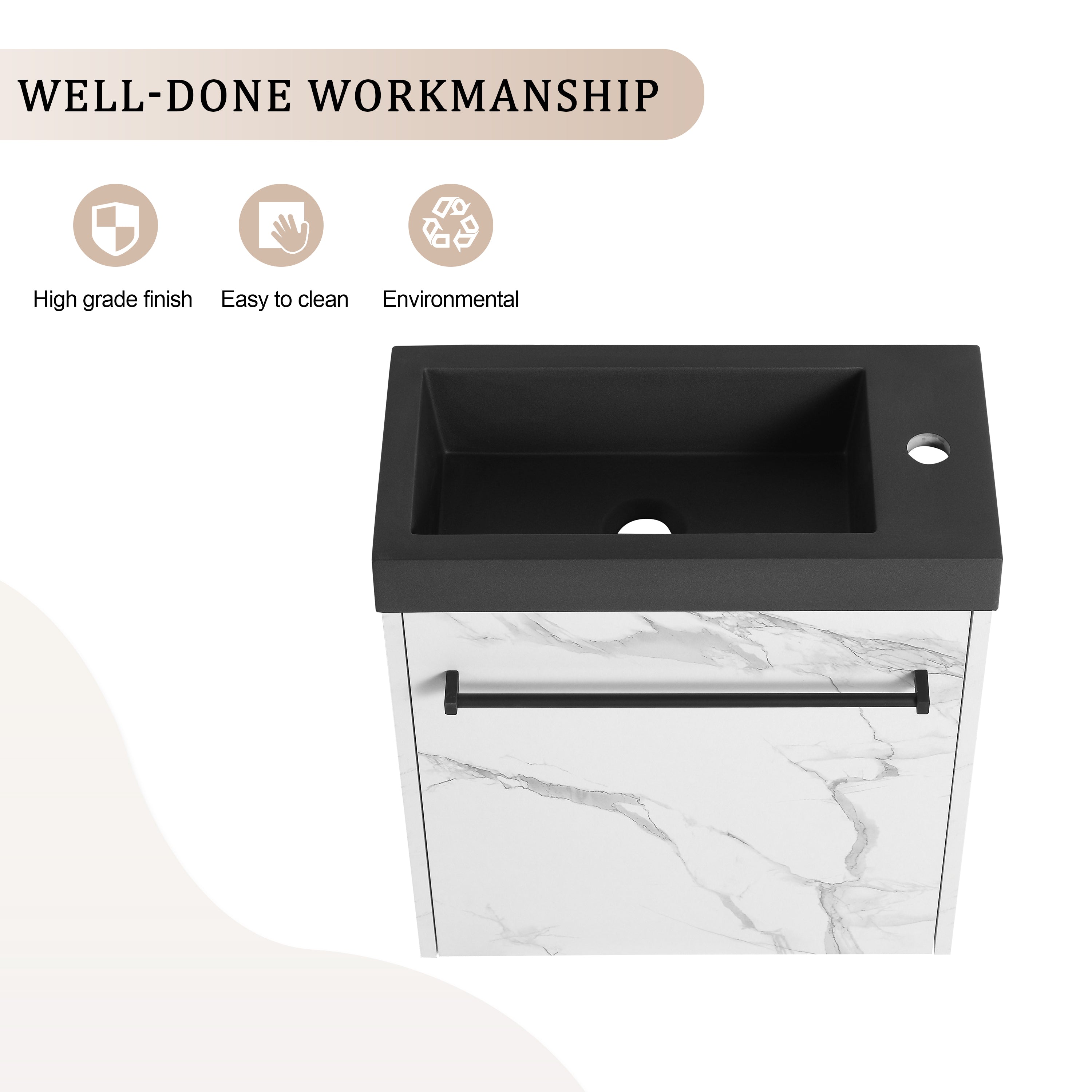20‘’ Floating Wall-Mounted Bathroom Vanity with Resin Sink & Soft-Close Cabinet Door