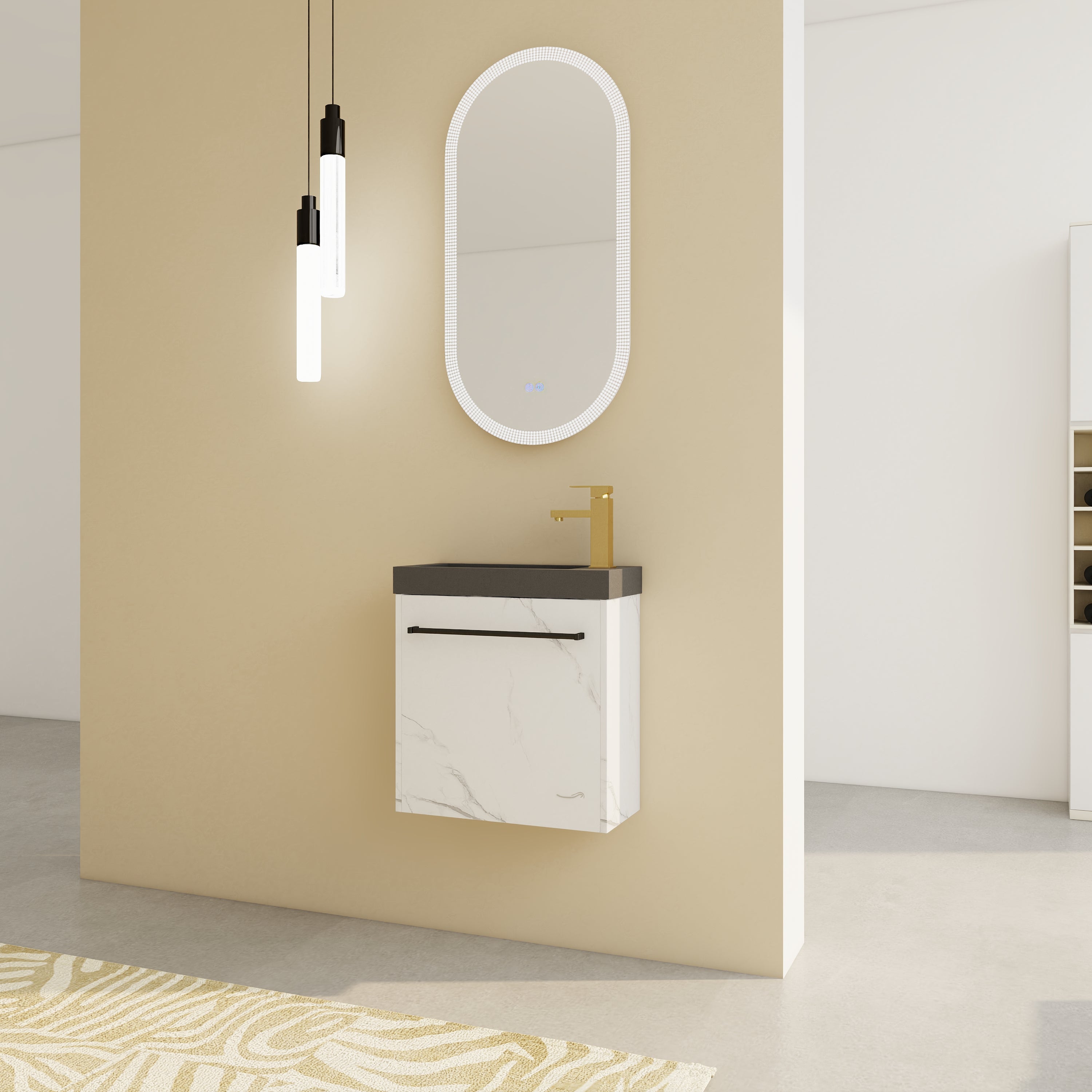 20‘’ Floating Wall-Mounted Bathroom Vanity with Resin Sink & Soft-Close Cabinet Door