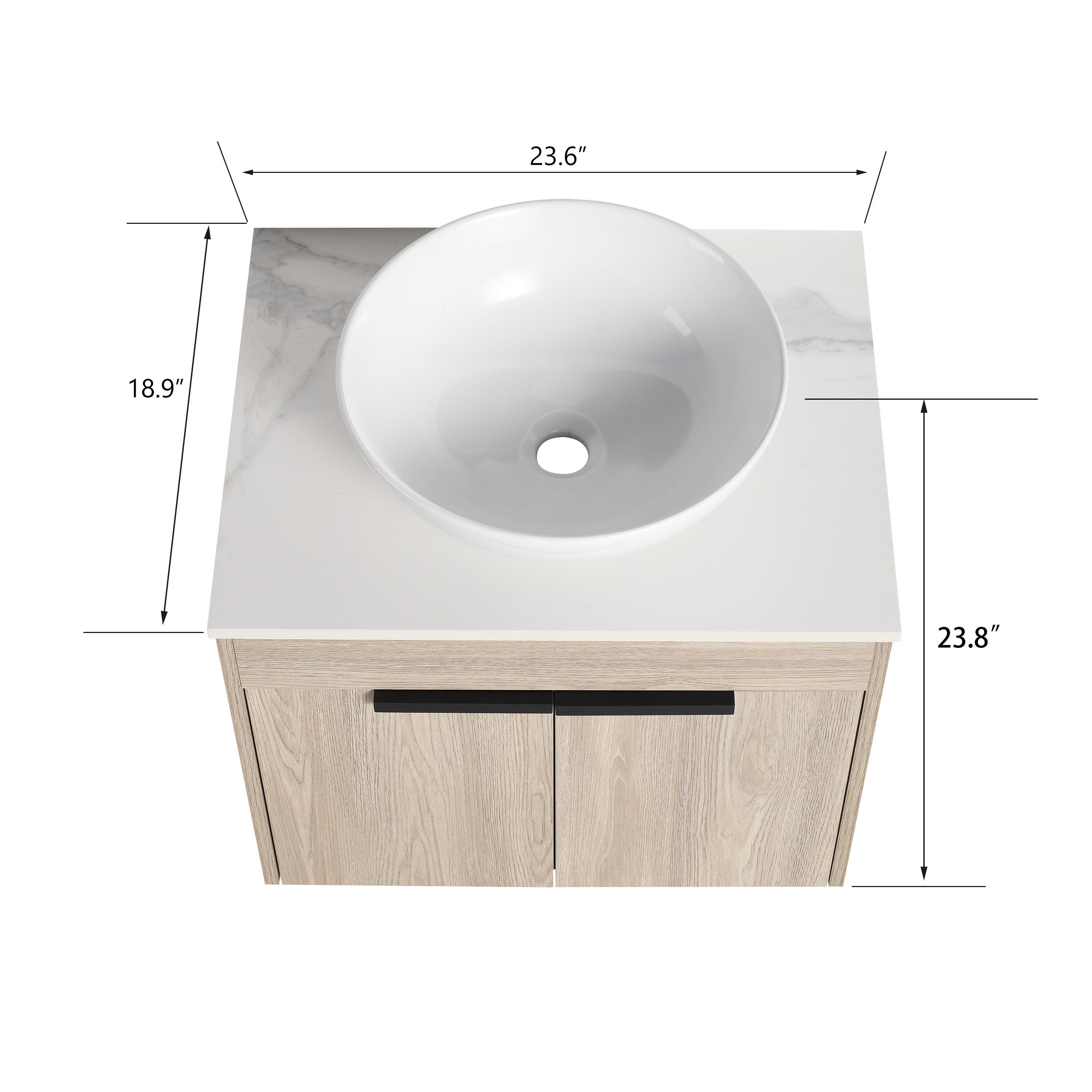24 Inch Modern Design Float Bathroom Vanity with Ceramic Basin with Soft Close Door