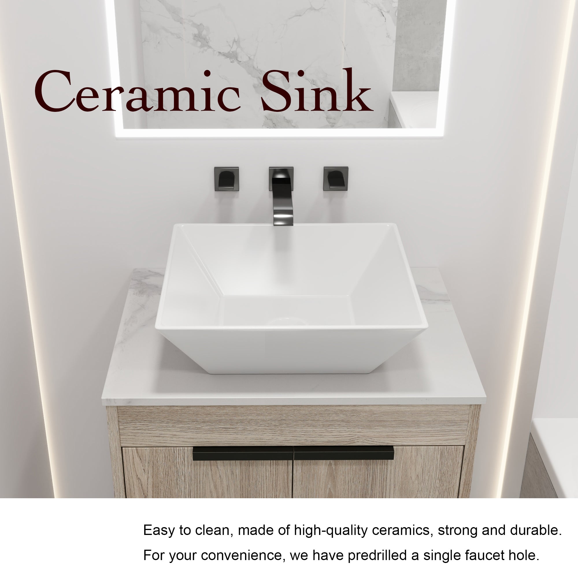 24 Inch Modern Design Float Bathroom Vanity with Ceramic Basin with Soft Close Door