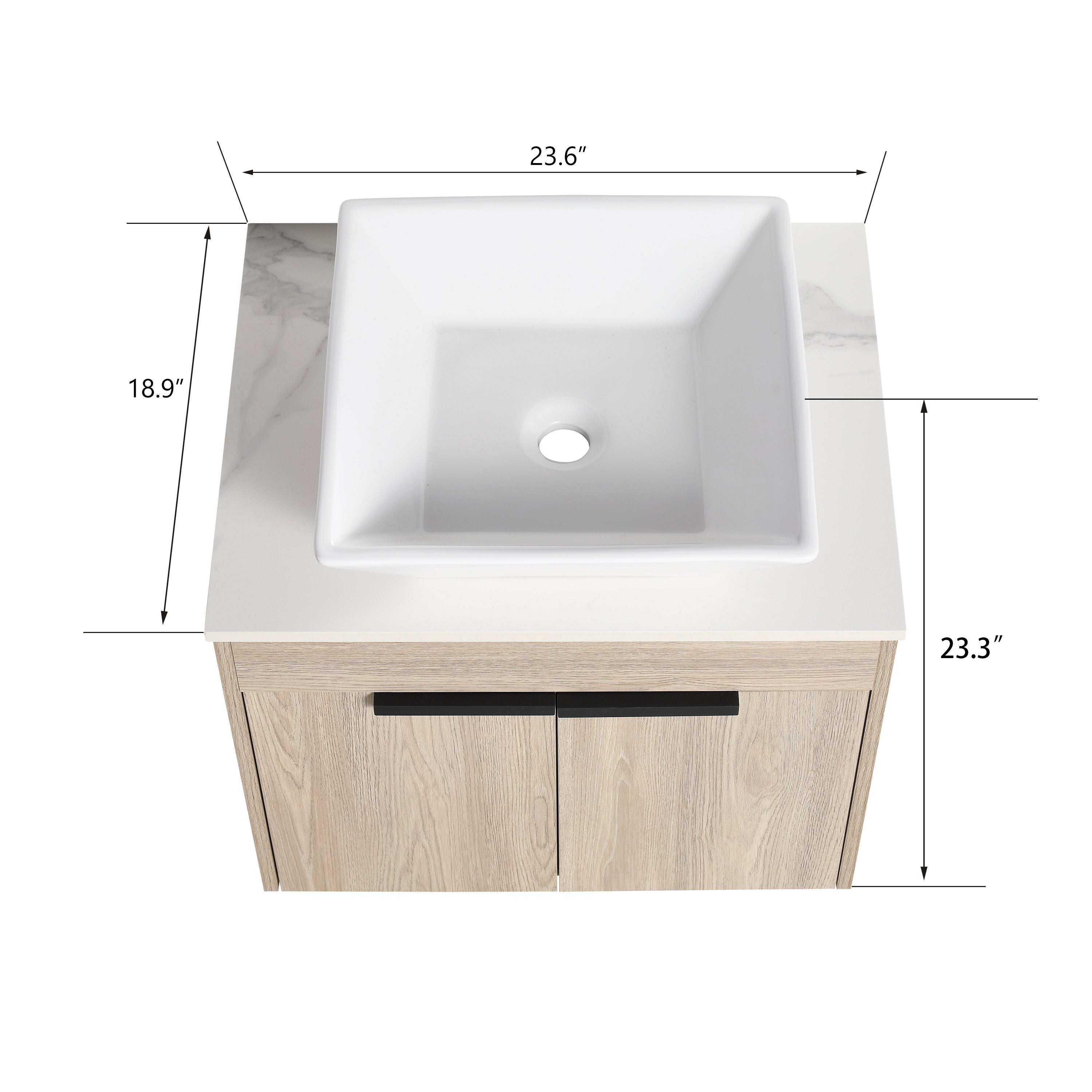 24 Inch Modern Design Float Bathroom Vanity with Ceramic Basin with Soft Close Door