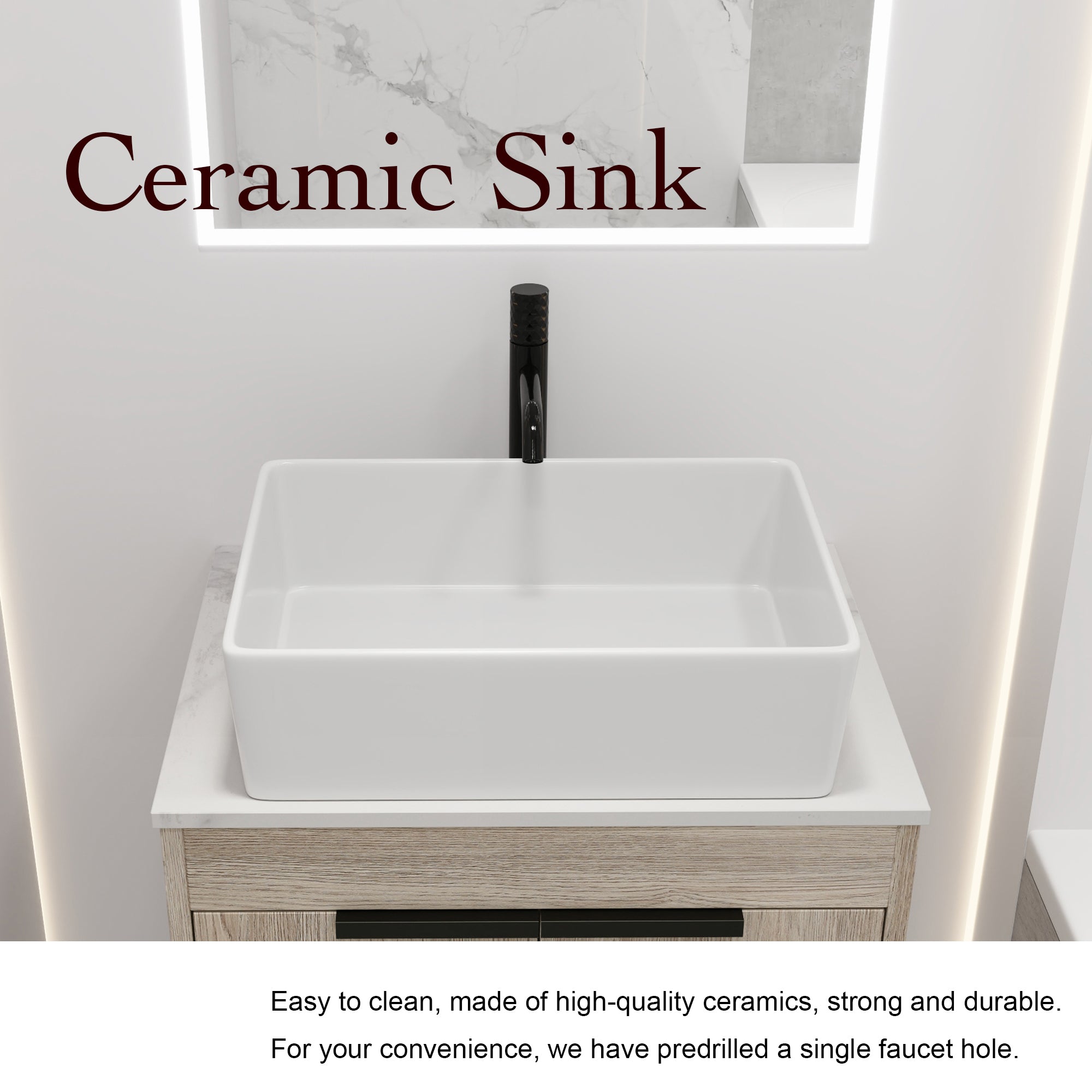24 Inch Modern Design Float Bathroom Vanity with Ceramic Basin with Soft Close Door