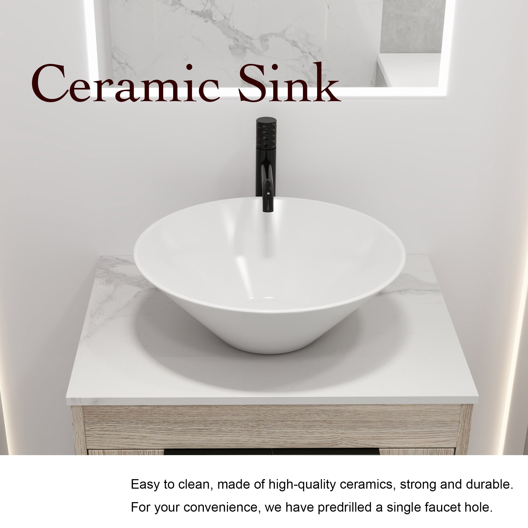 24 Inch Modern Design Float Bathroom Vanity with Ceramic Basin with Soft Close Door