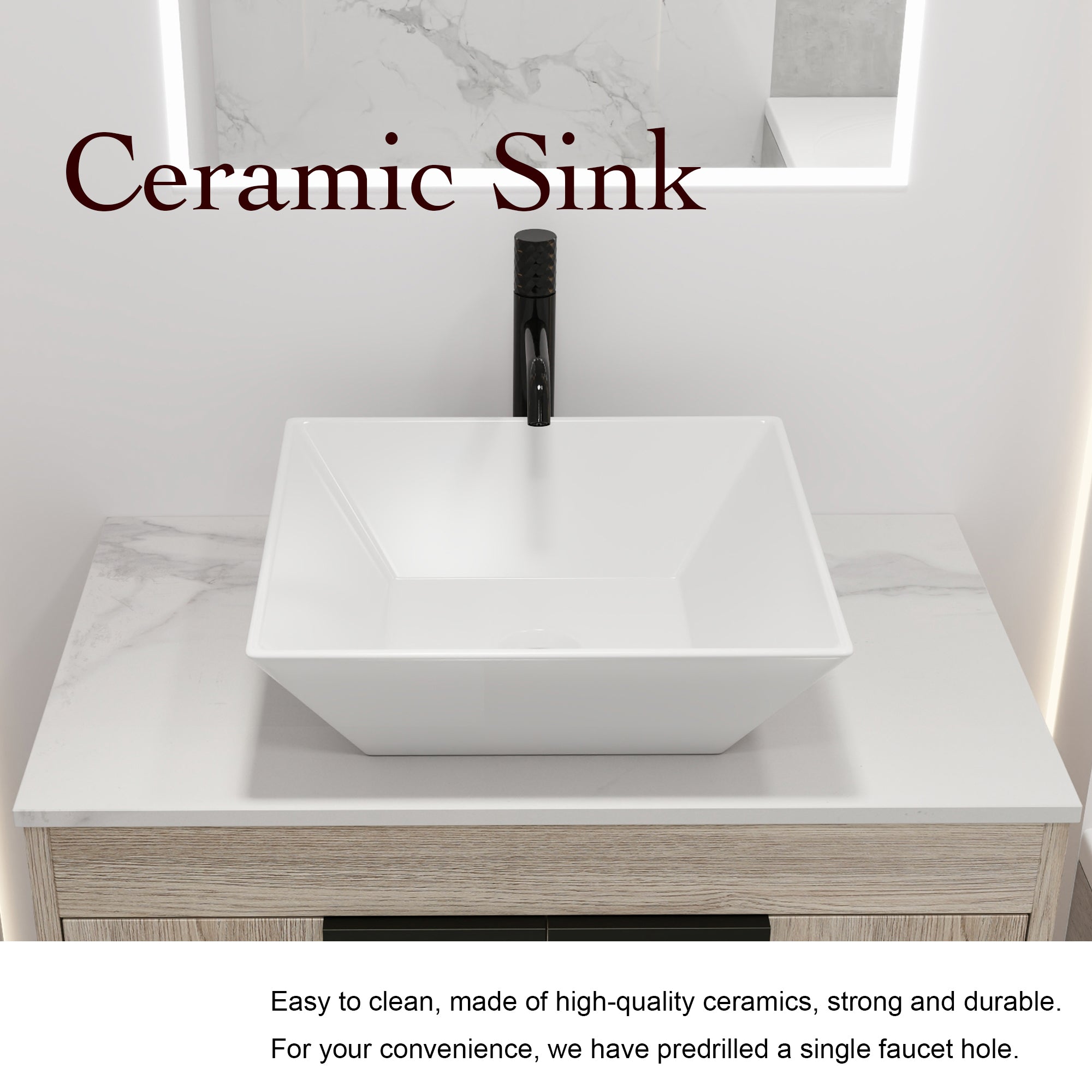 30Inch Modern Design Float Bathroom Vanity Set in White Oak  with Soft Close Door  With Ceramic Basin