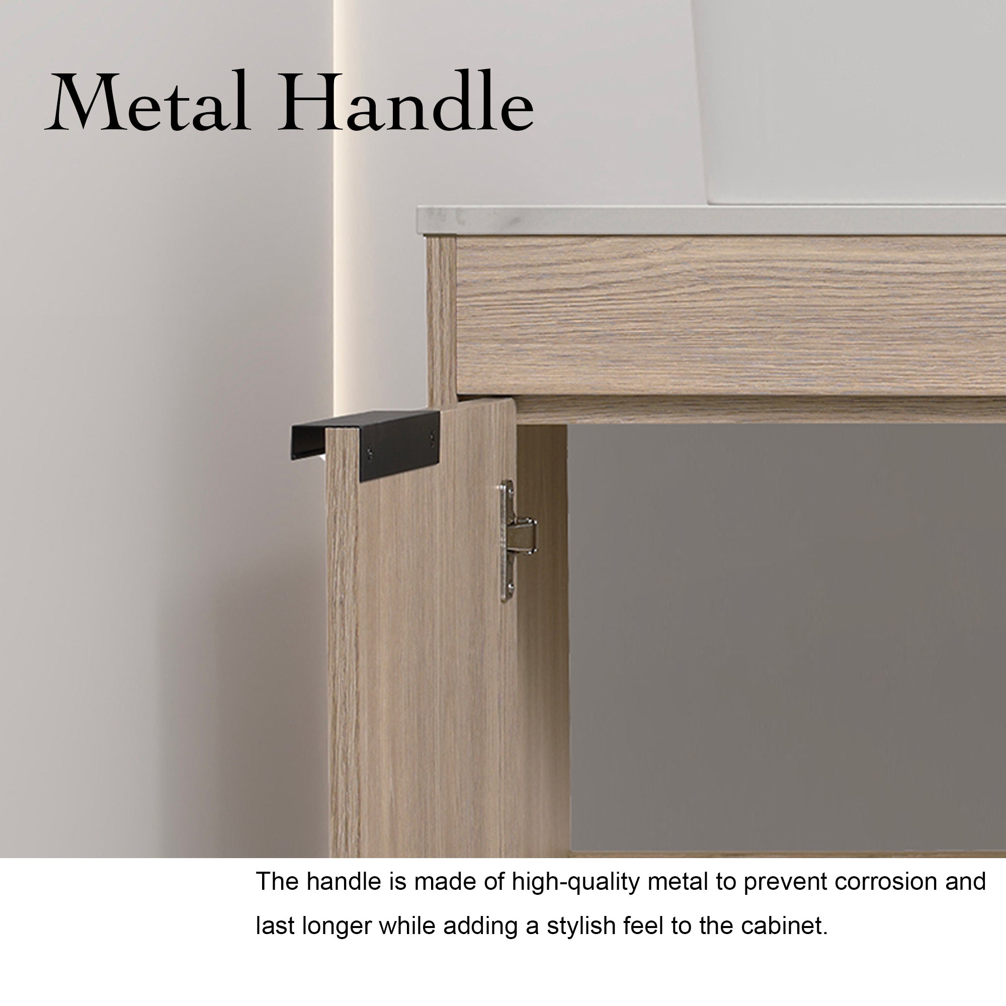 30Inch Modern Design Float Bathroom Vanity Set in White Oak  with Soft Close Door  With Ceramic Basin