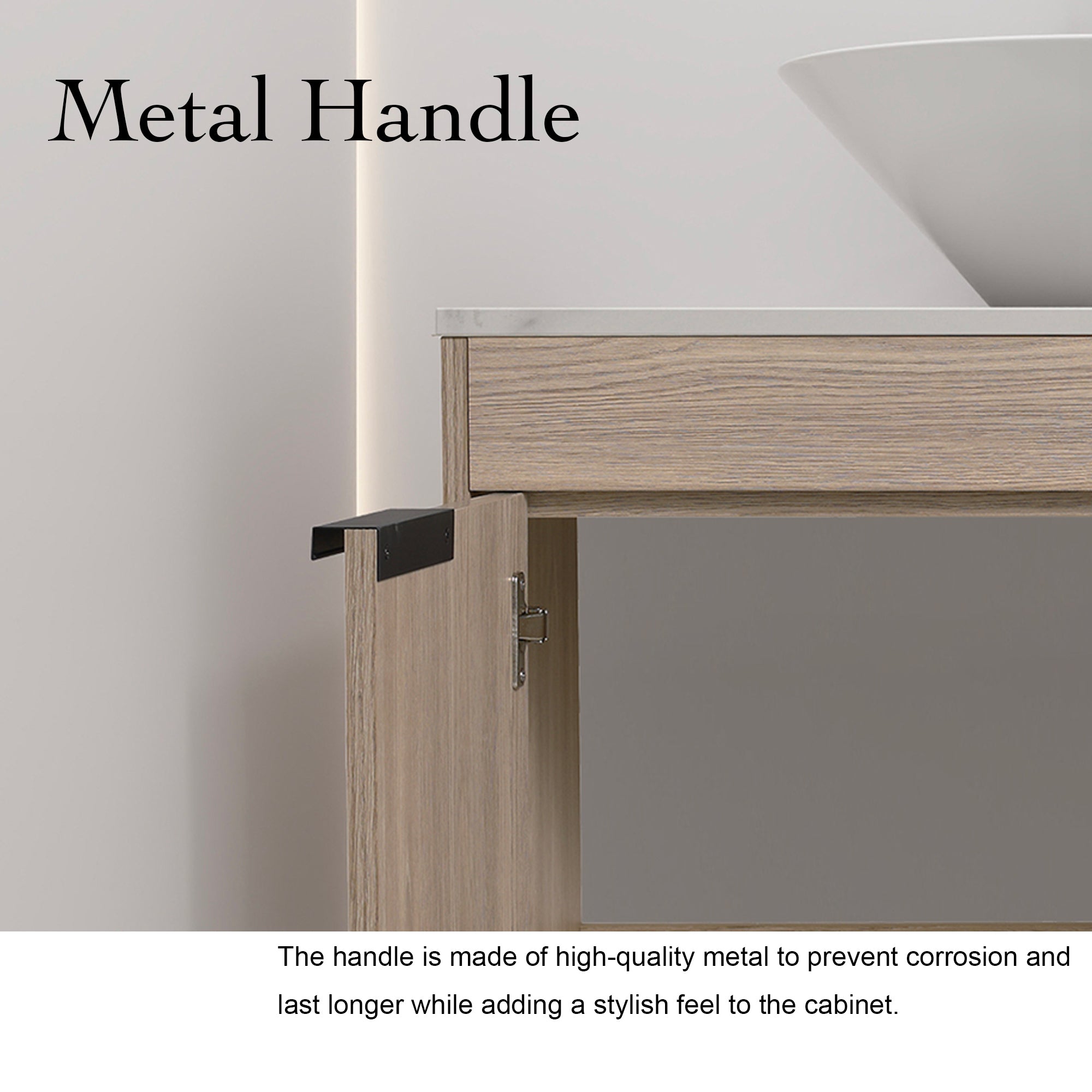 30Inch Modern Design Float Bathroom Vanity Set in White Oak  with Soft Close Door  With Ceramic Basin