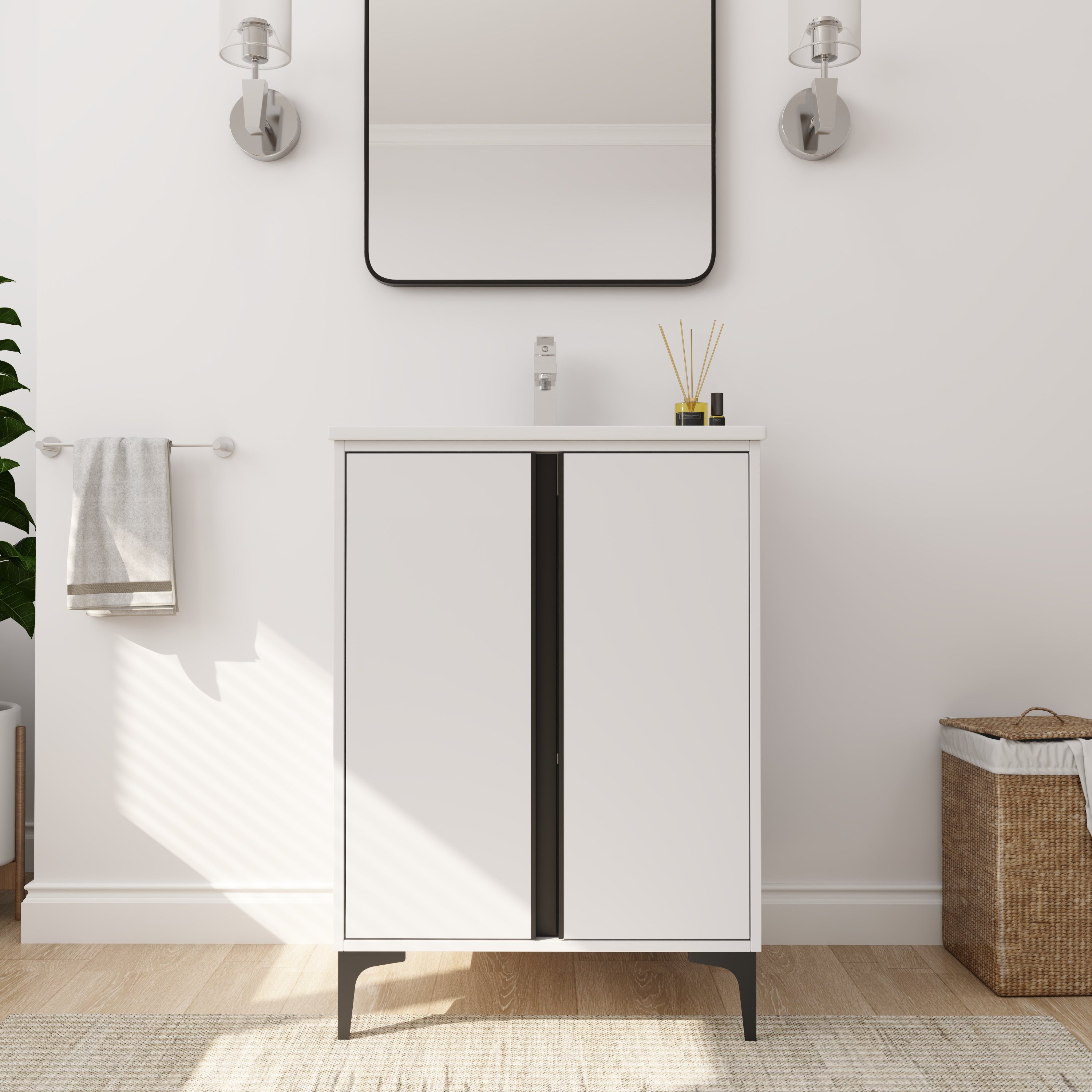 24" Freestanding Bathroom Vanity With Ceramic Sink
