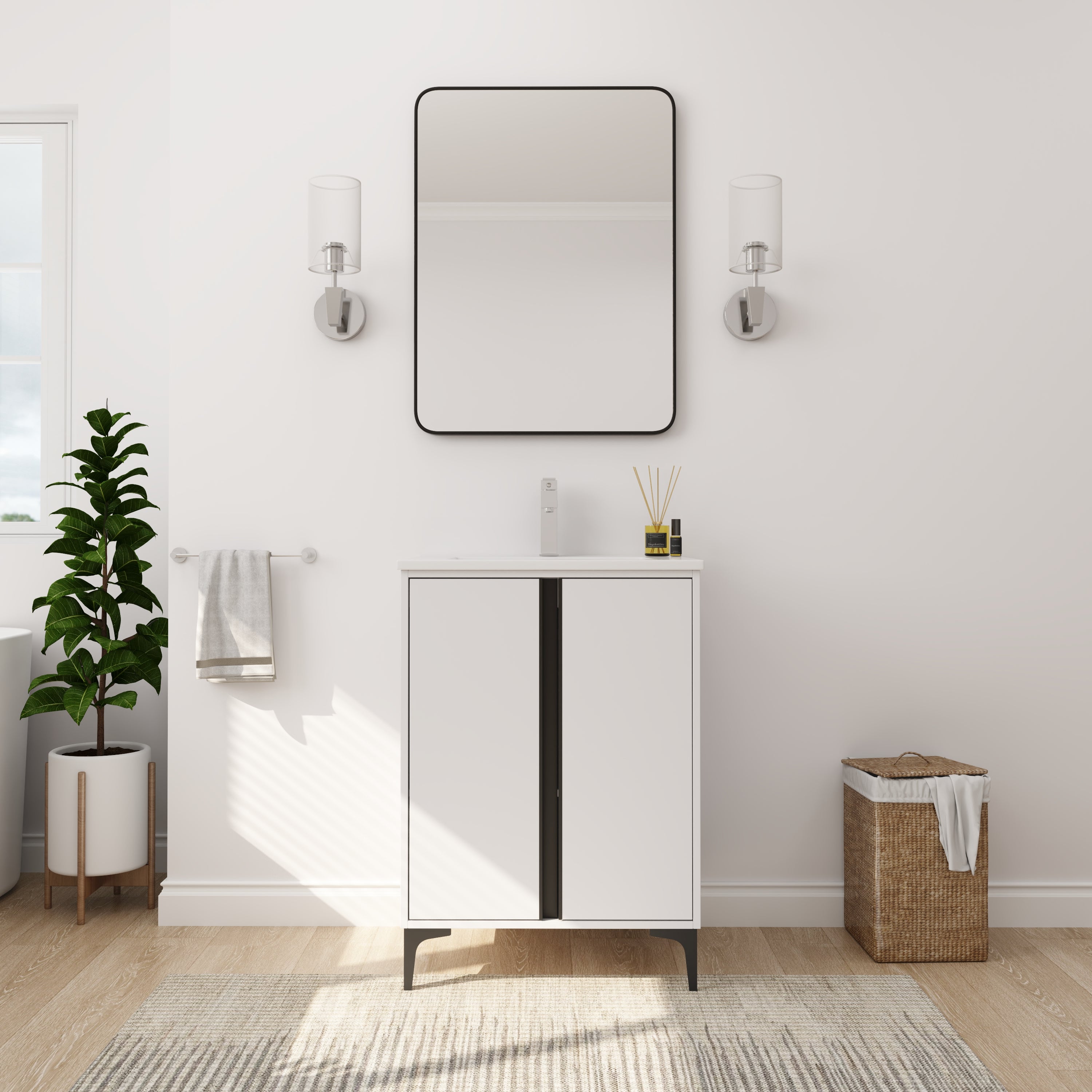24" Freestanding Bathroom Vanity With Ceramic Sink