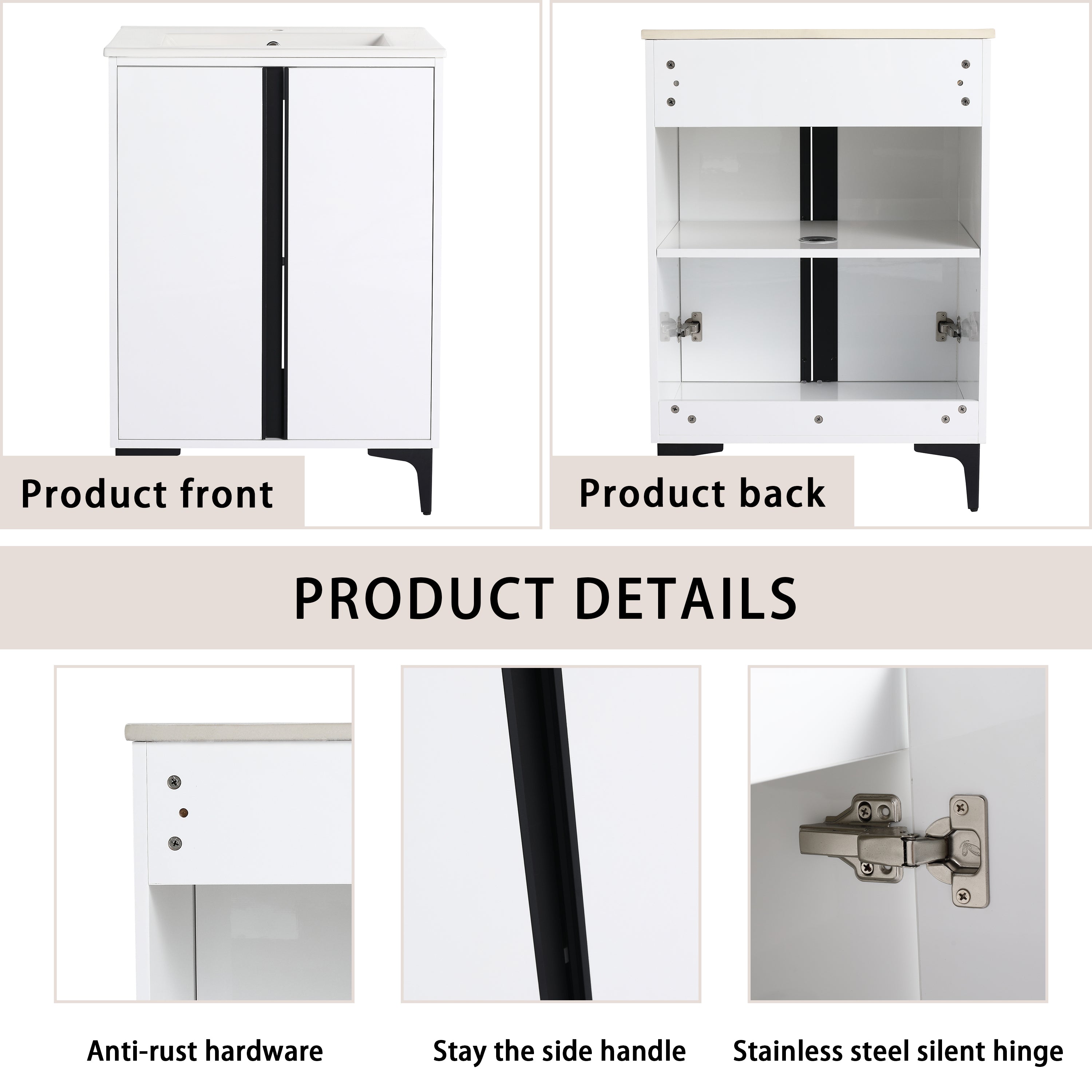 24" Freestanding Bathroom Vanity With Ceramic Sink