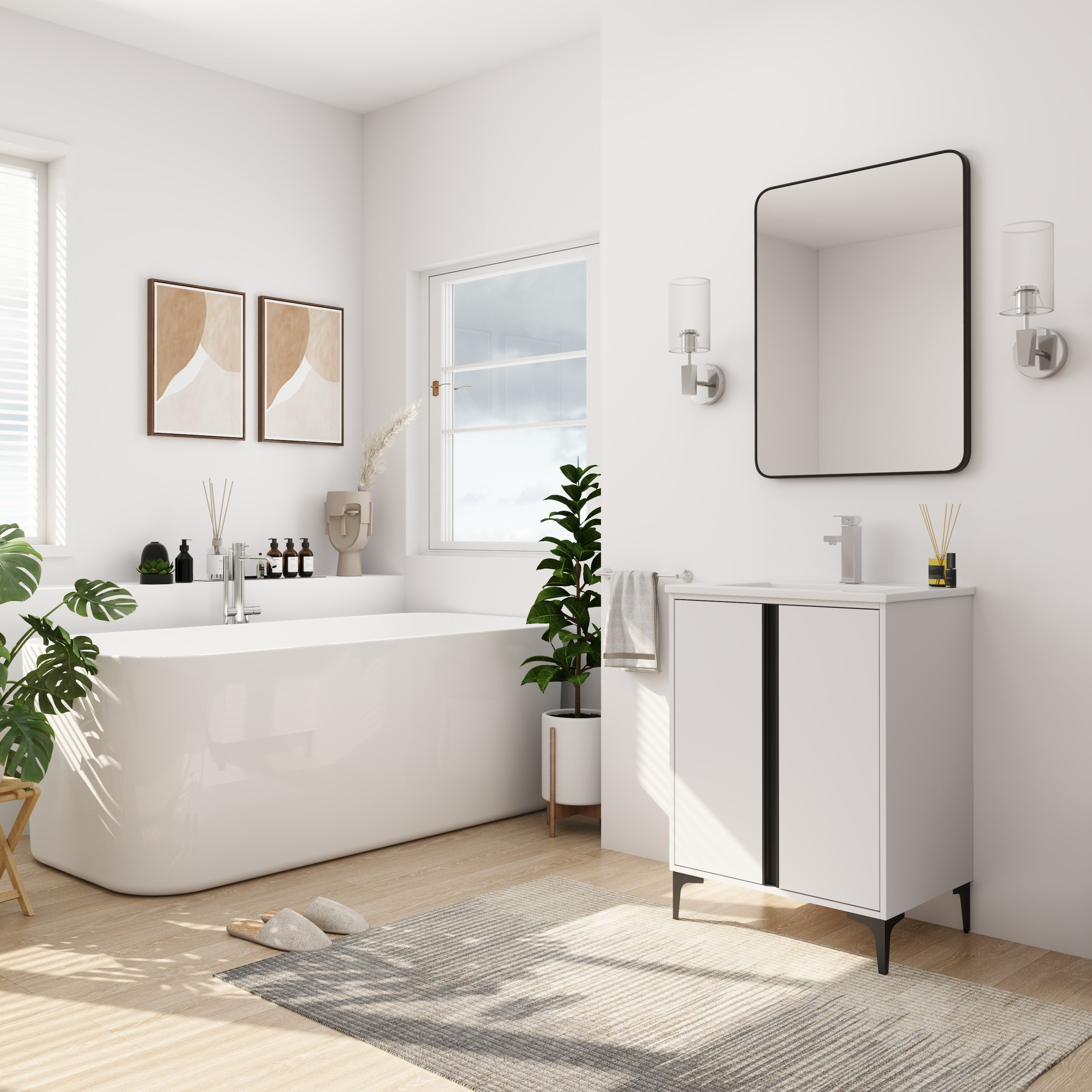 24" Freestanding Bathroom Vanity With Ceramic Sink