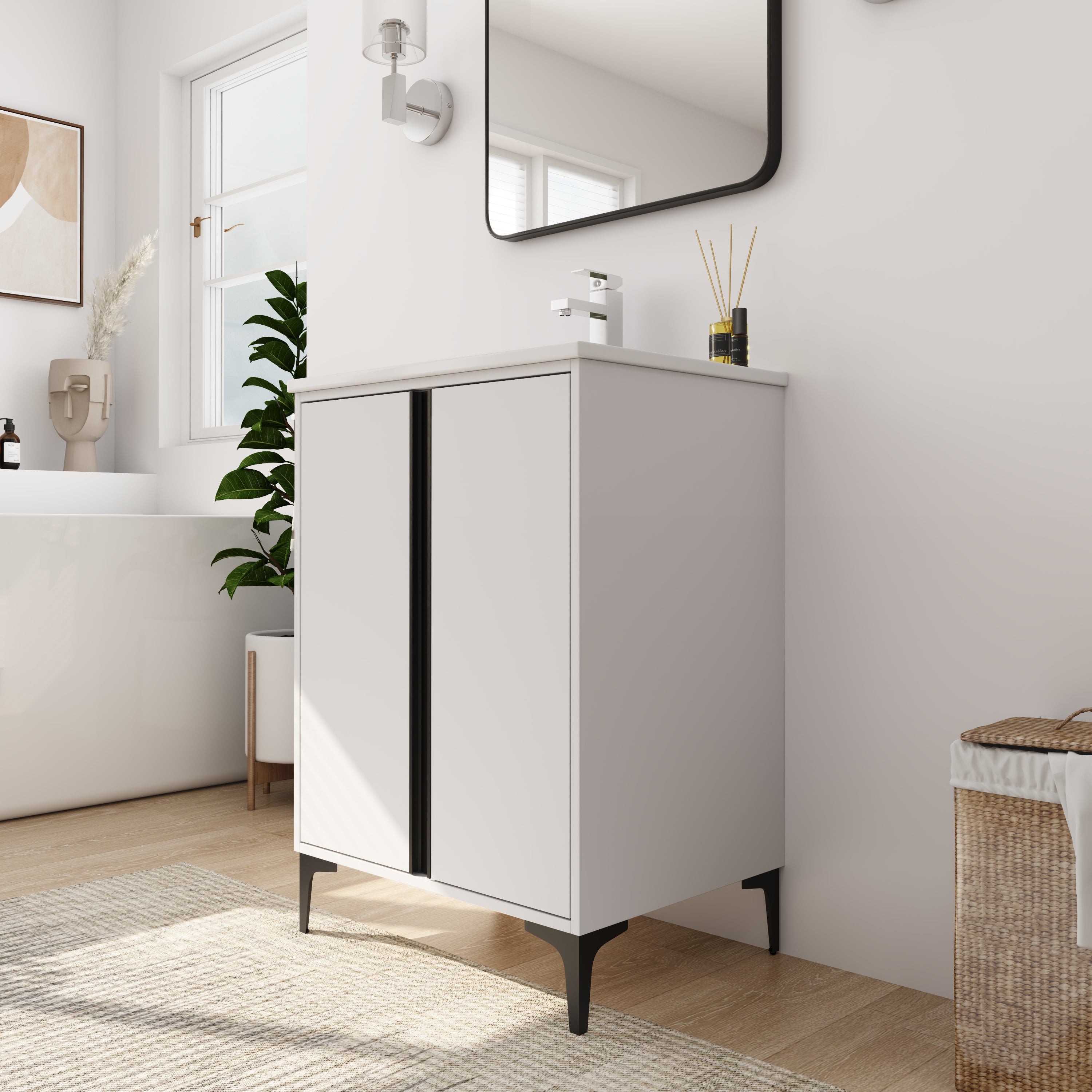 24" Freestanding Bathroom Vanity With Ceramic Sink
