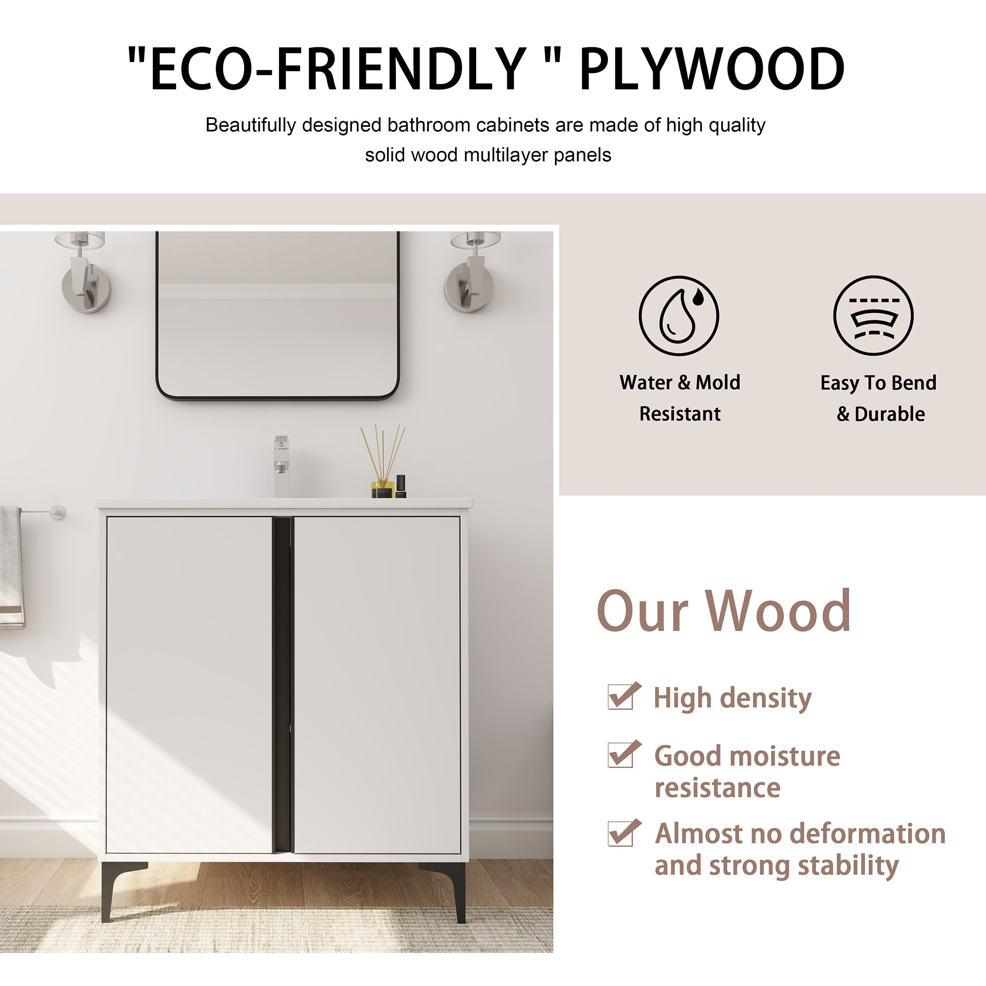 30" Freestanding Bathroom Vanity With Ceramic Sink