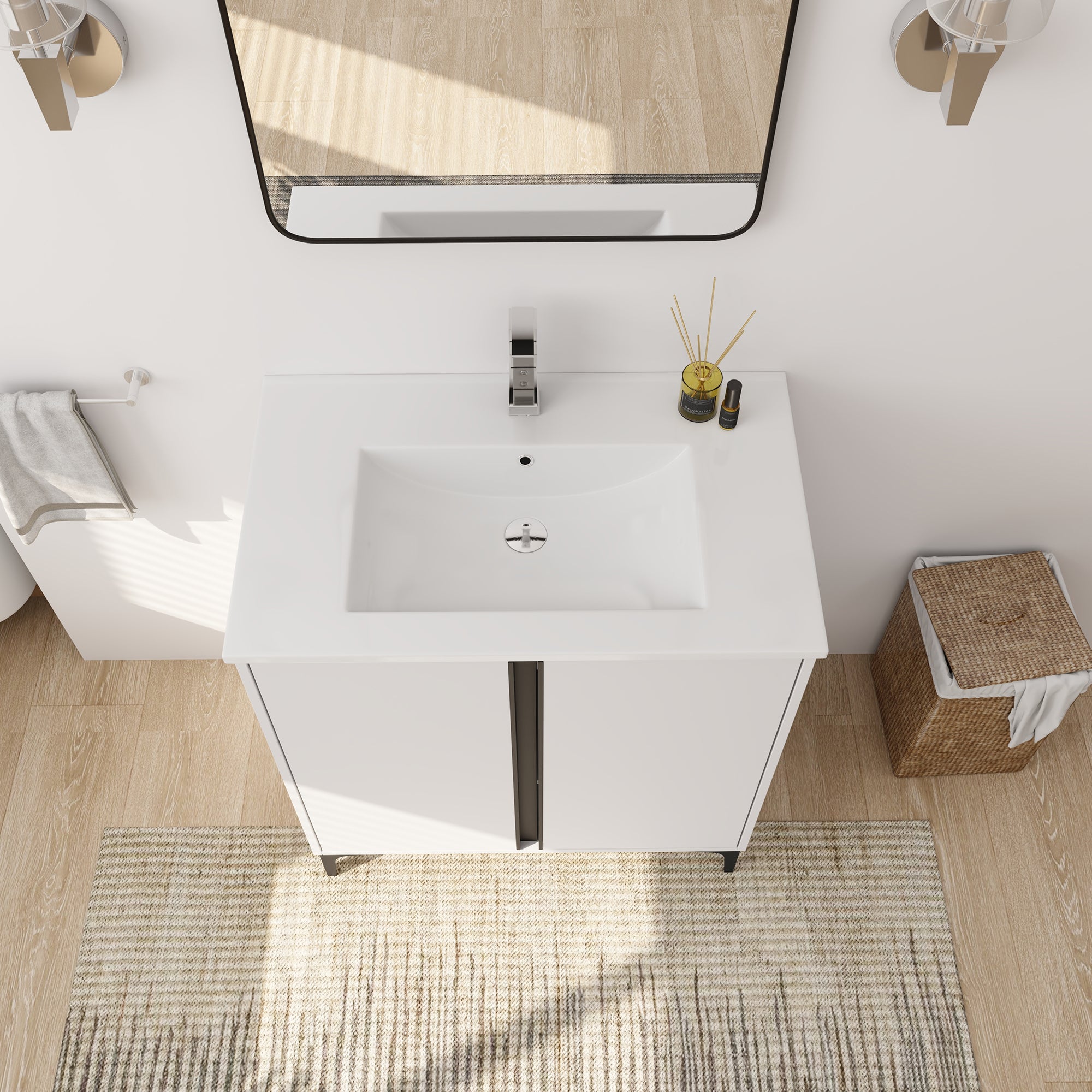 30" Freestanding Bathroom Vanity With Ceramic Sink