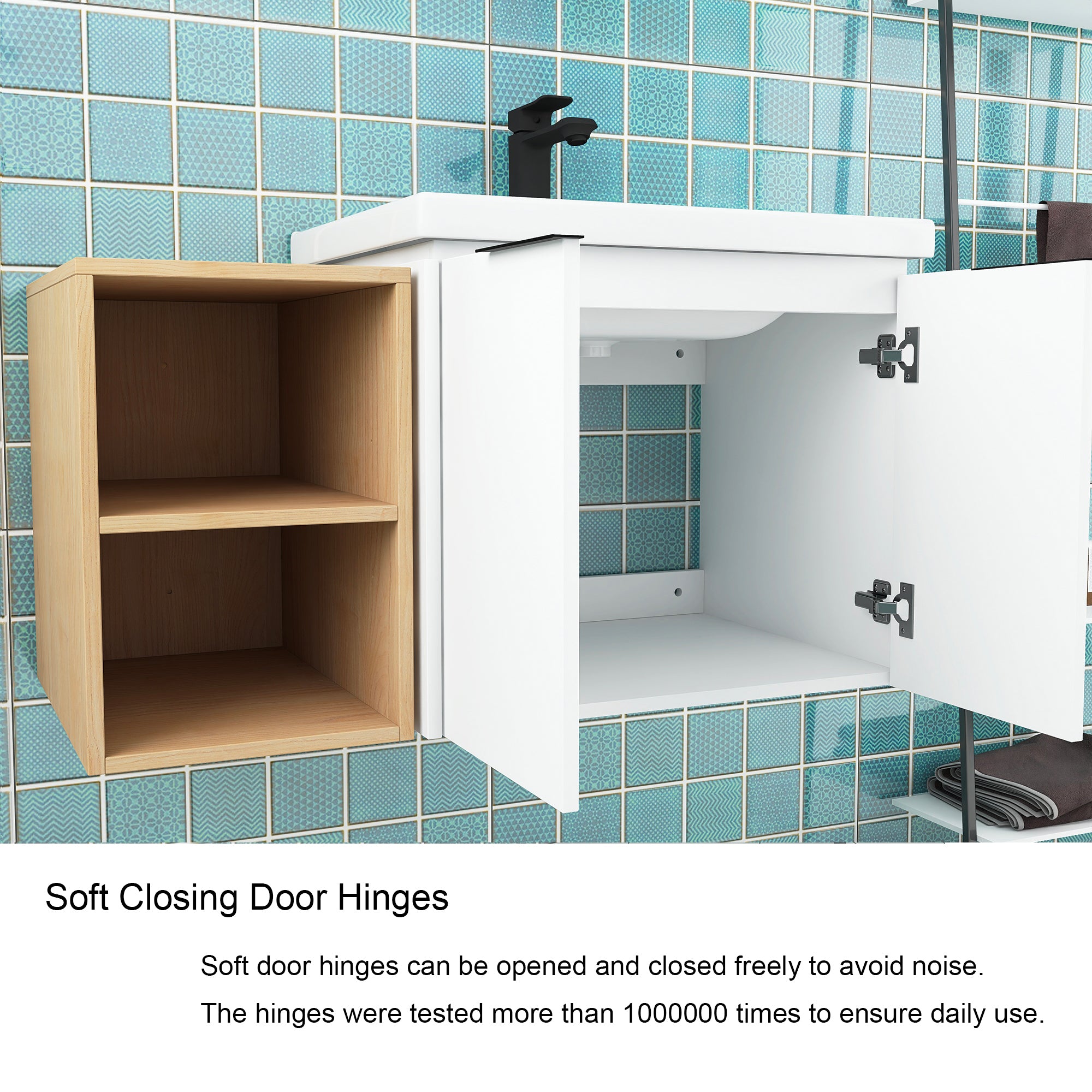 36 Inch Soft Close Doors Bathroom Vanity With Sink, and A Small Storage Shelves