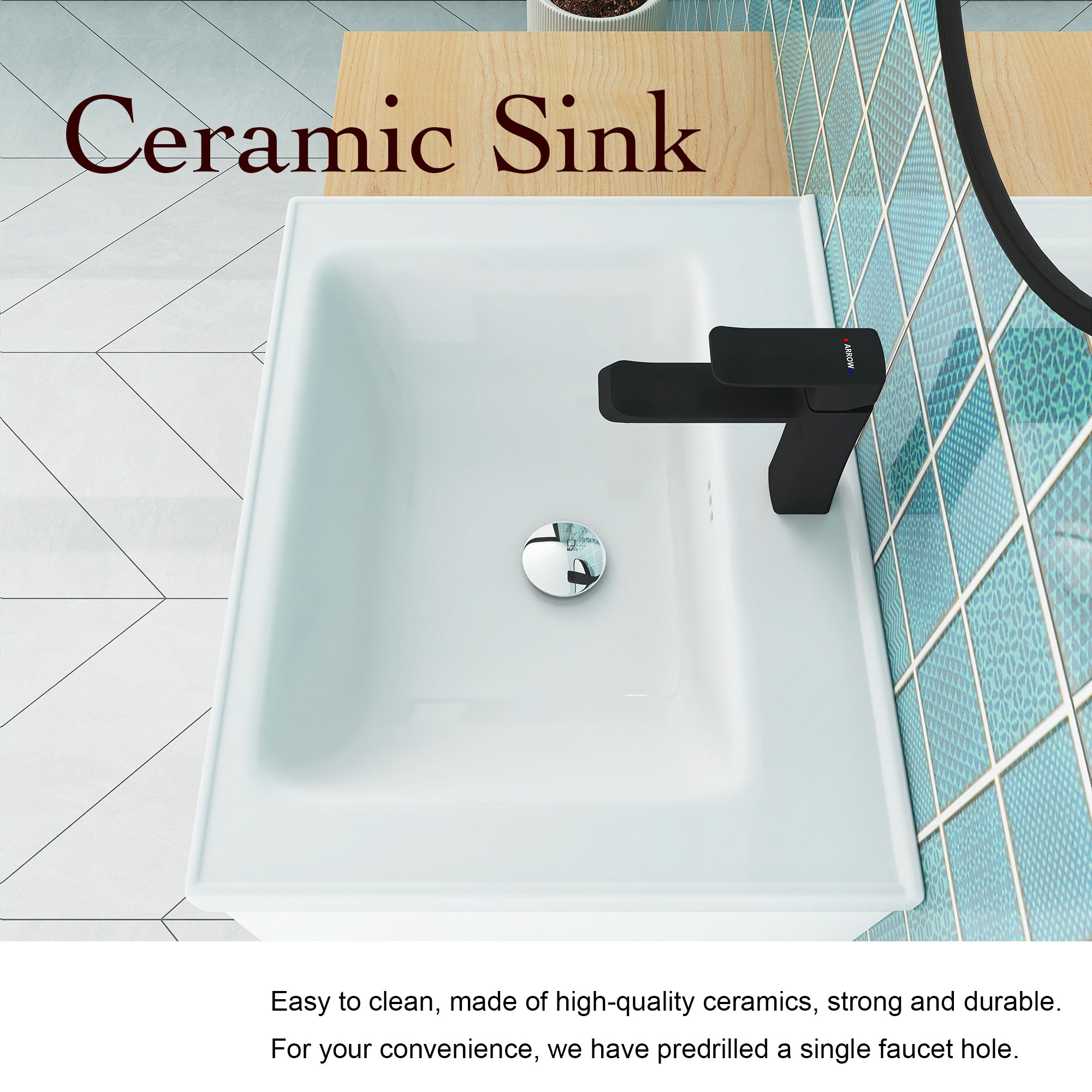 36 Inch Soft Close Doors Bathroom Vanity With Sink, and A Small Storage Shelves