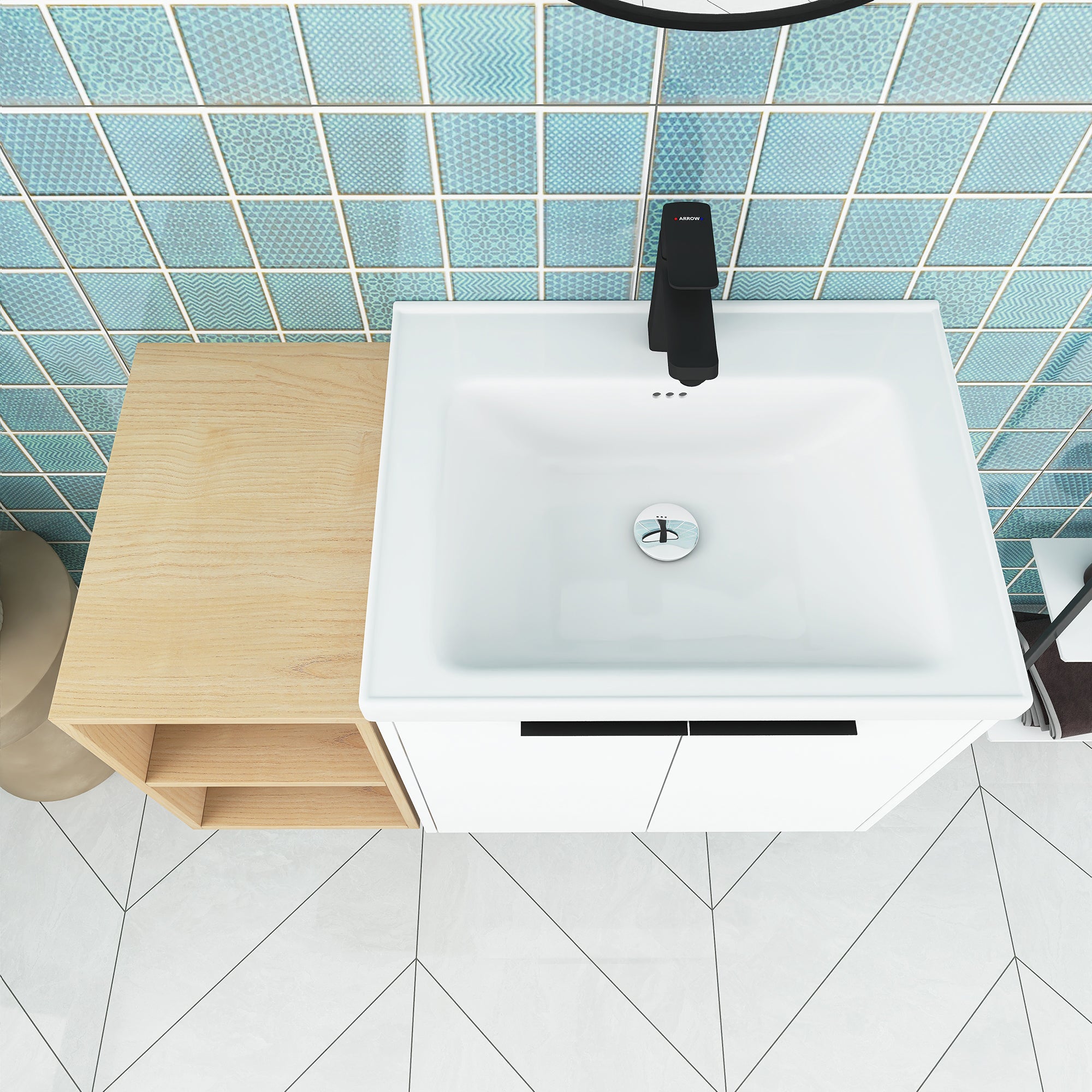 36 Inch Soft Close Doors Bathroom Vanity With Sink, and A Small Storage Shelves