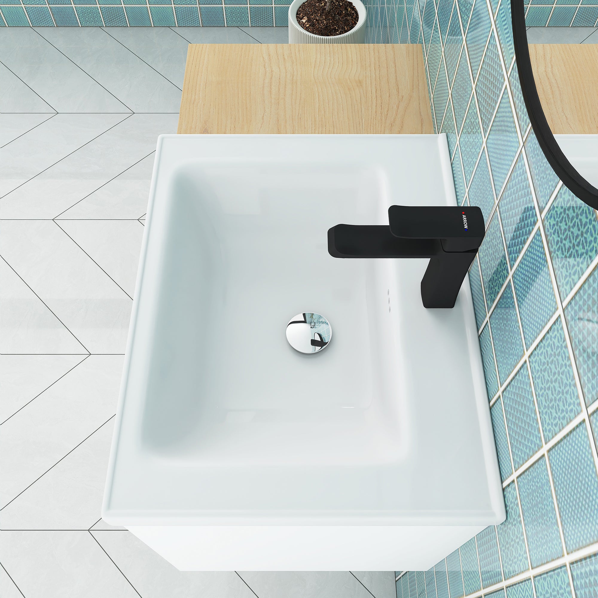 36 Inch Soft Close Doors Bathroom Vanity With Sink, and A Small Storage Shelves