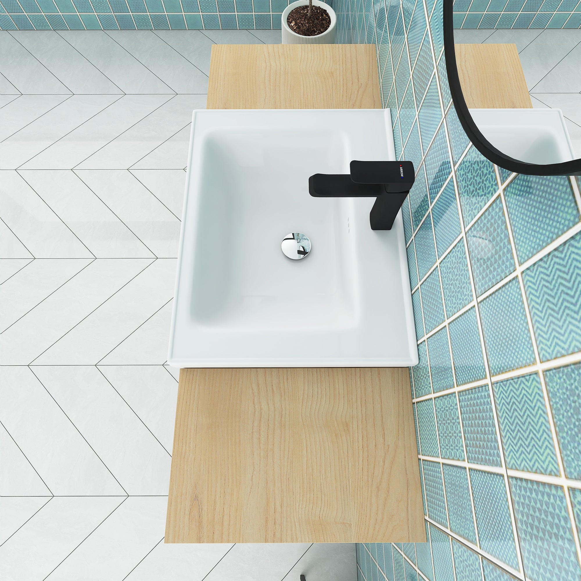 48 Inch Soft Close Doors Bathroom Vanity With Sink, and Two Small Storage Shelves
