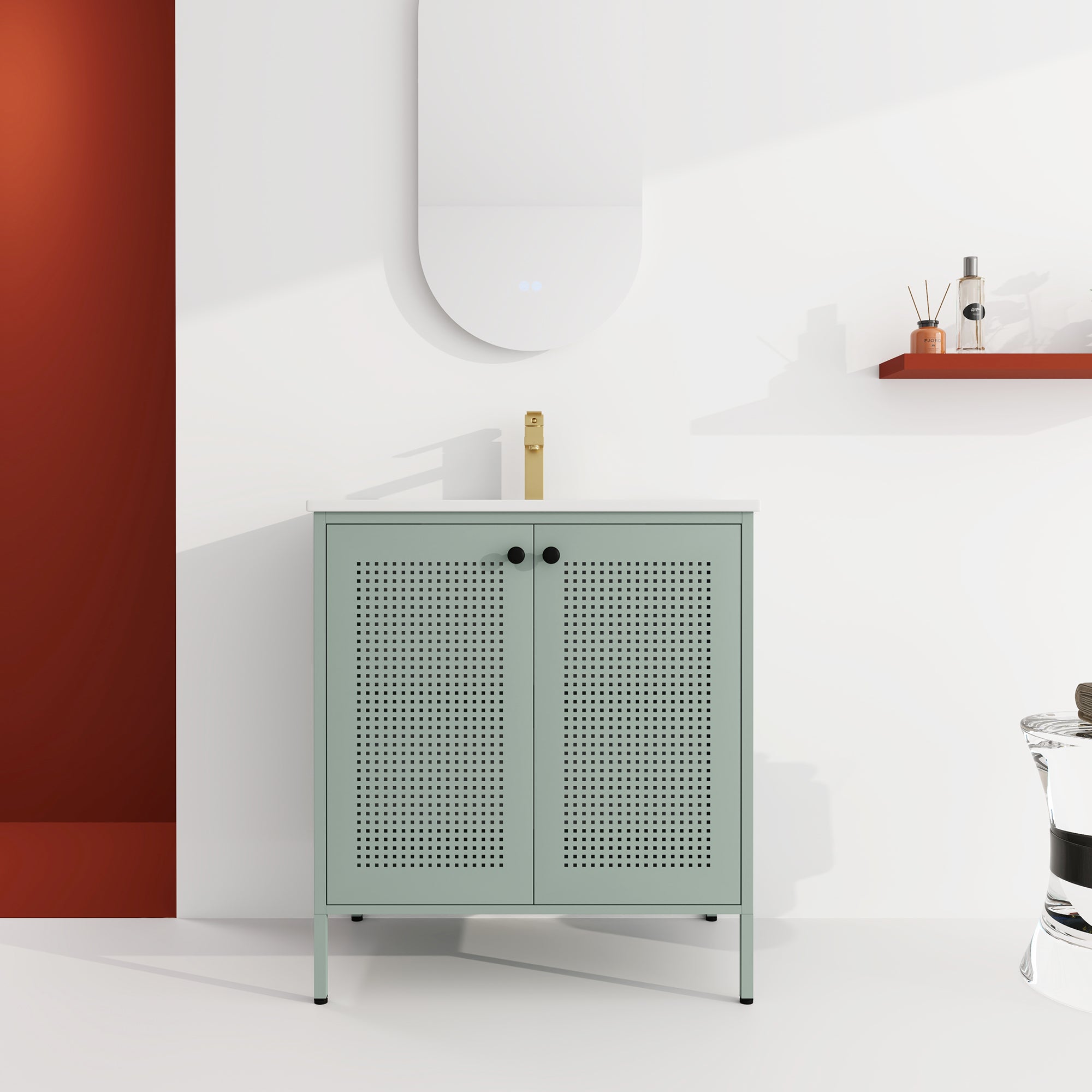 30 inch Freestanding Bathroom Vanity with Integrated Ceramic Sink with Drain