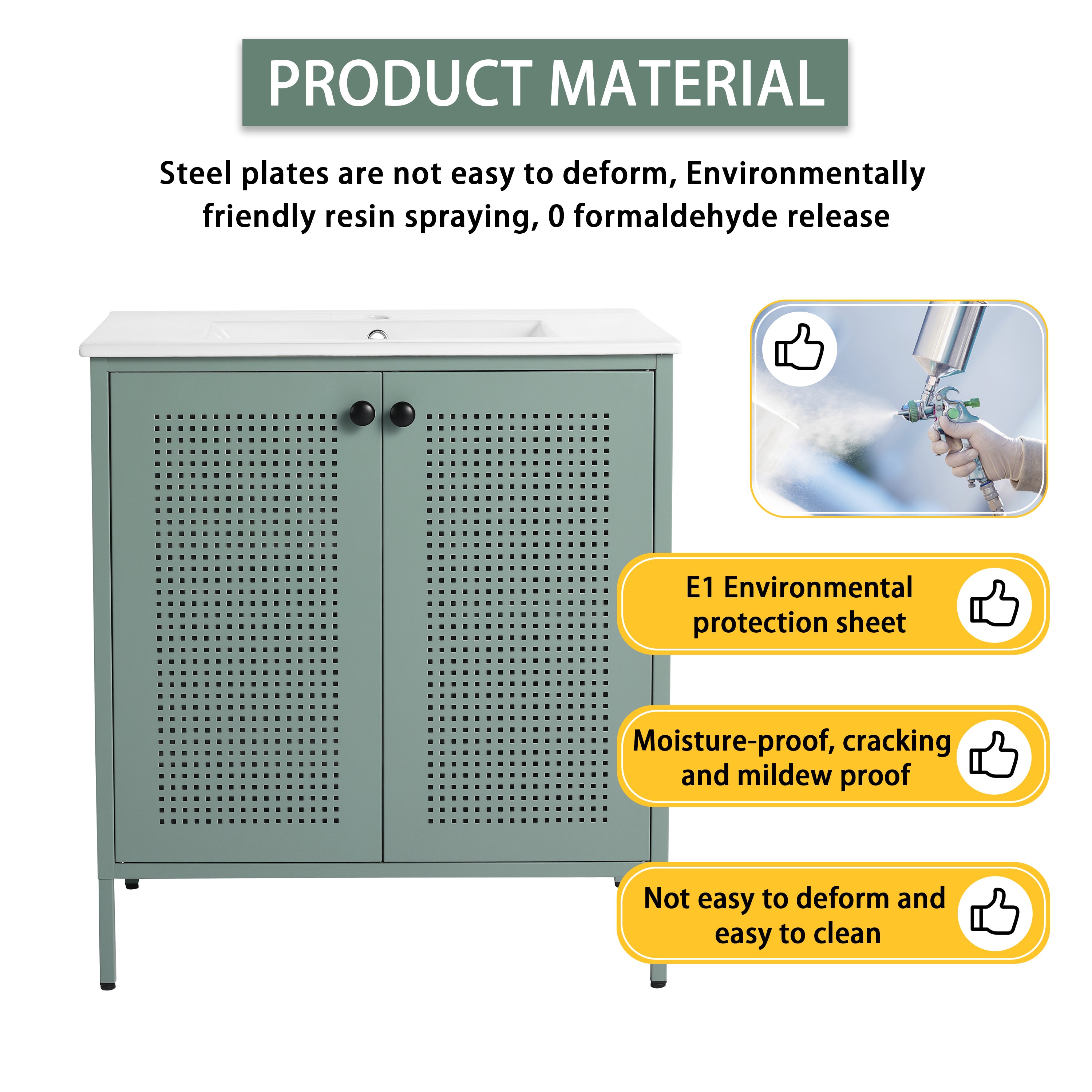 30 inch Freestanding Bathroom Vanity with Integrated Ceramic Sink with Drain