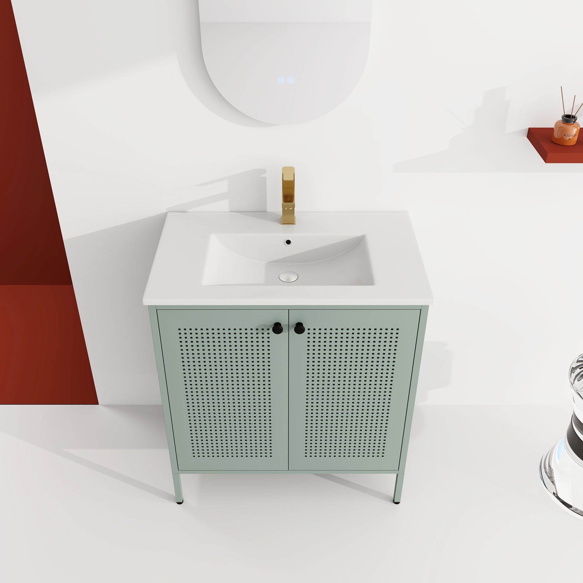 30 inch Freestanding Bathroom Vanity with Integrated Ceramic Sink with Drain