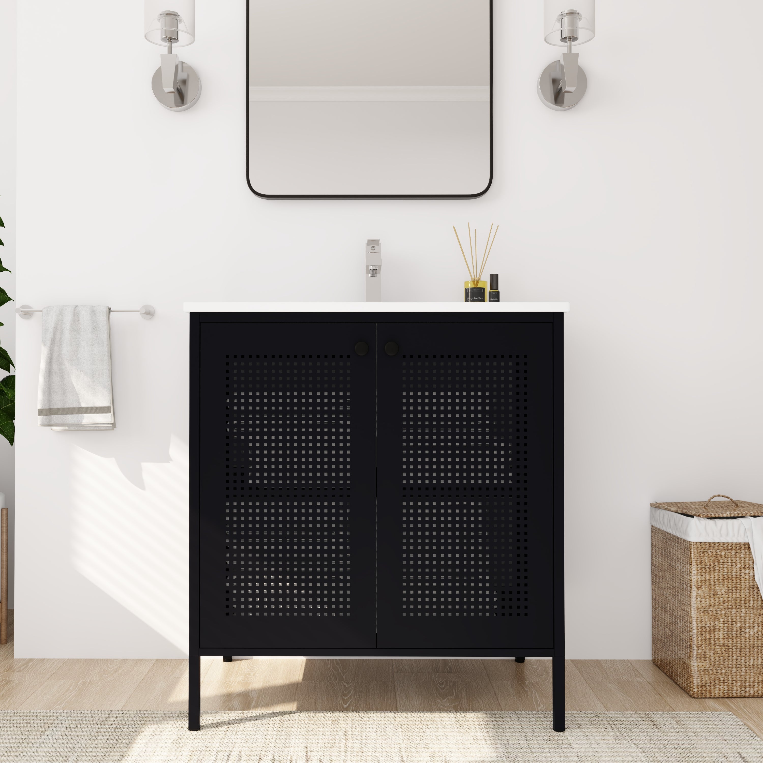 30 inch Freestanding Bathroom Vanity with Integrated Ceramic Sink with Drain