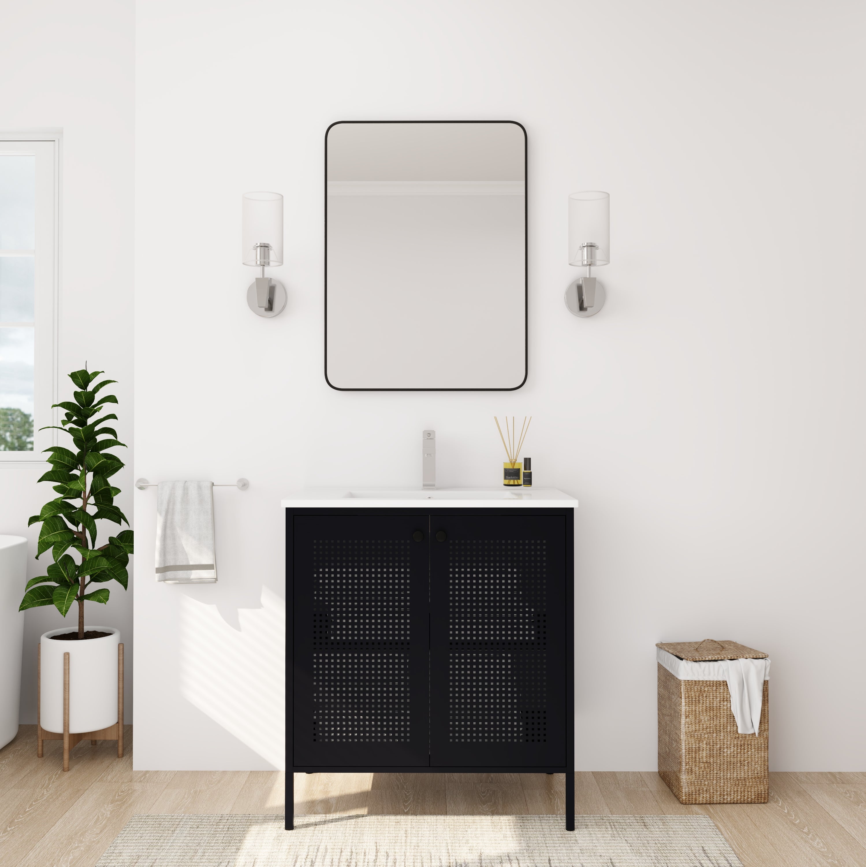 30 inch Freestanding Bathroom Vanity with Integrated Ceramic Sink with Drain