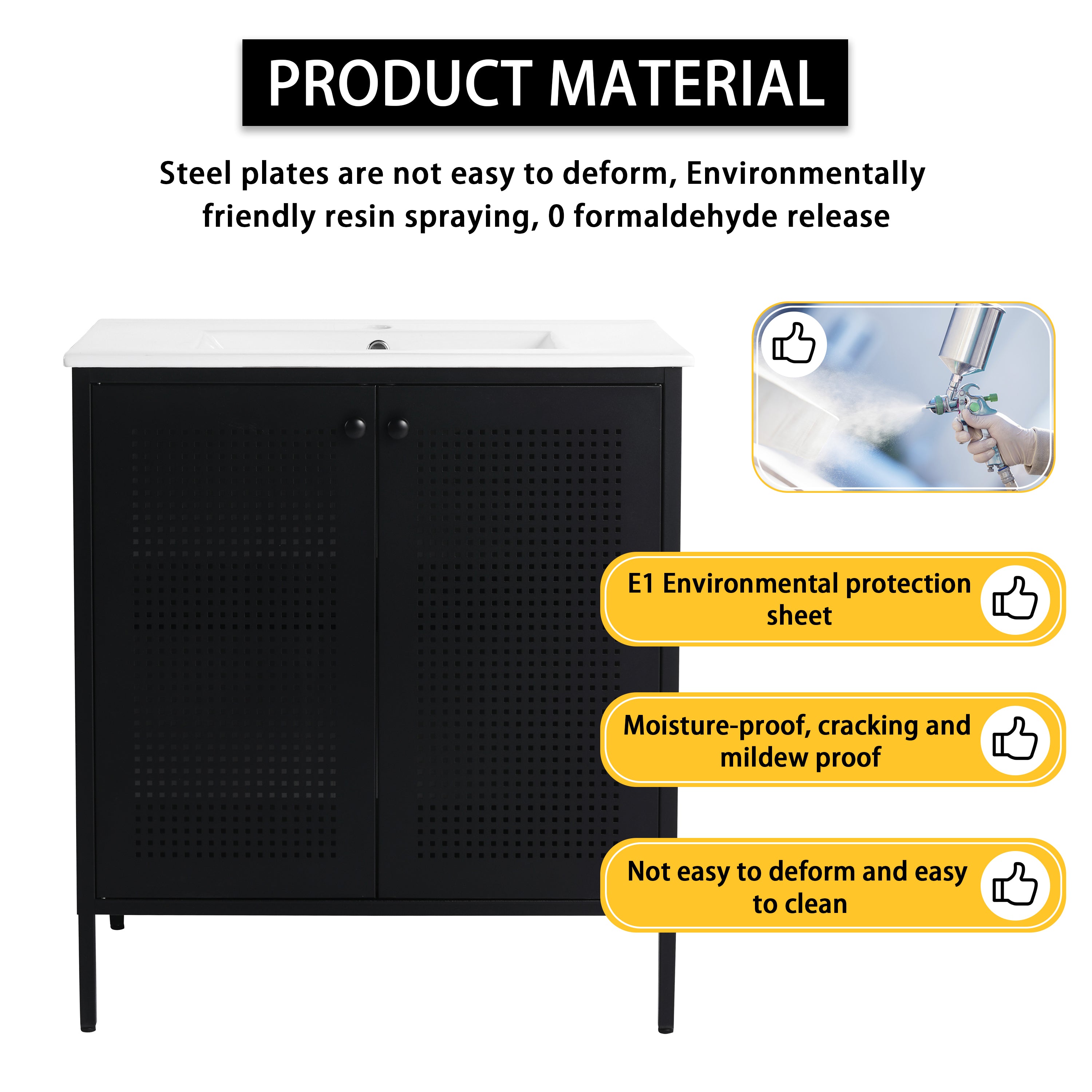 30 inch Freestanding Bathroom Vanity with Integrated Ceramic Sink with Drain