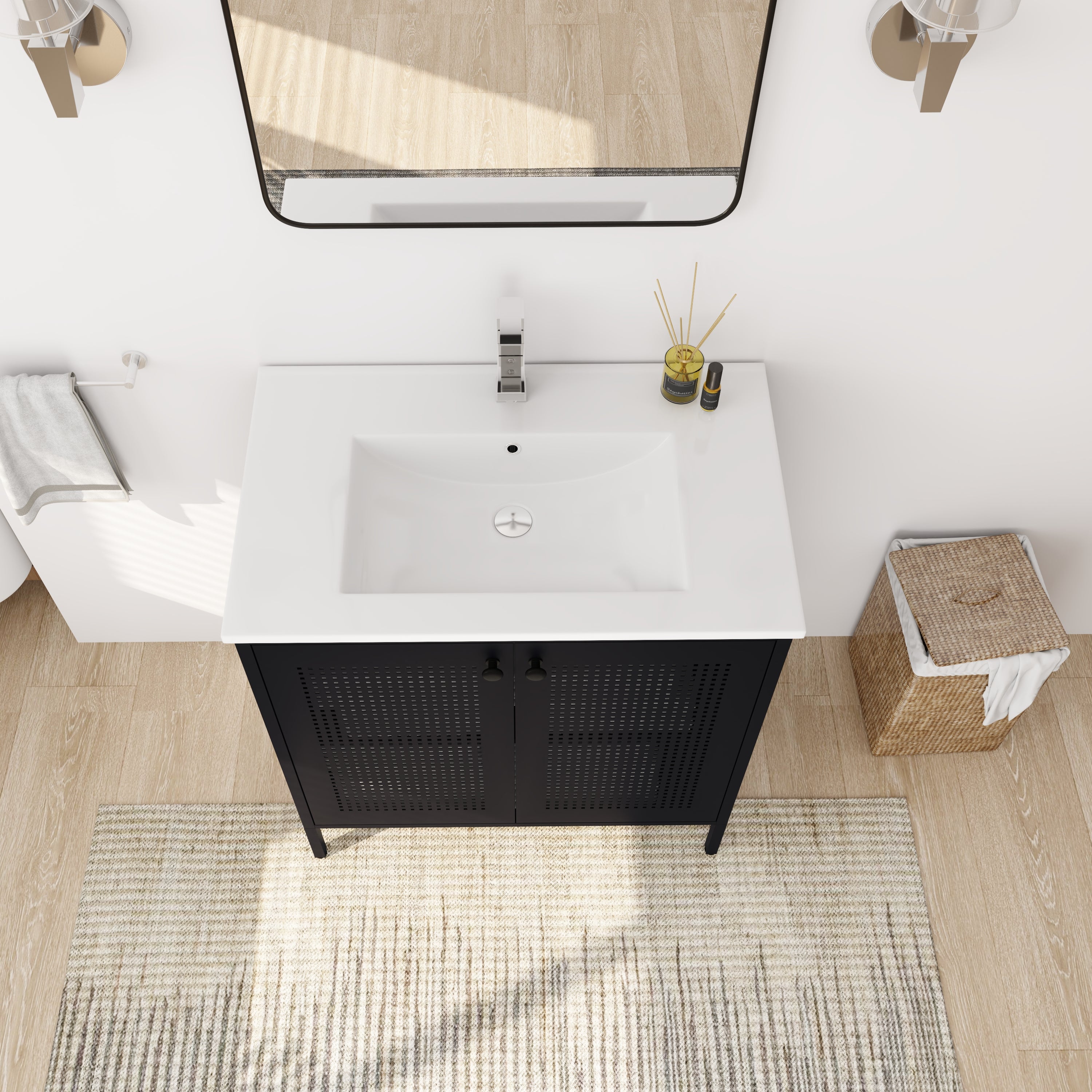 30 inch Freestanding Bathroom Vanity with Integrated Ceramic Sink with Drain
