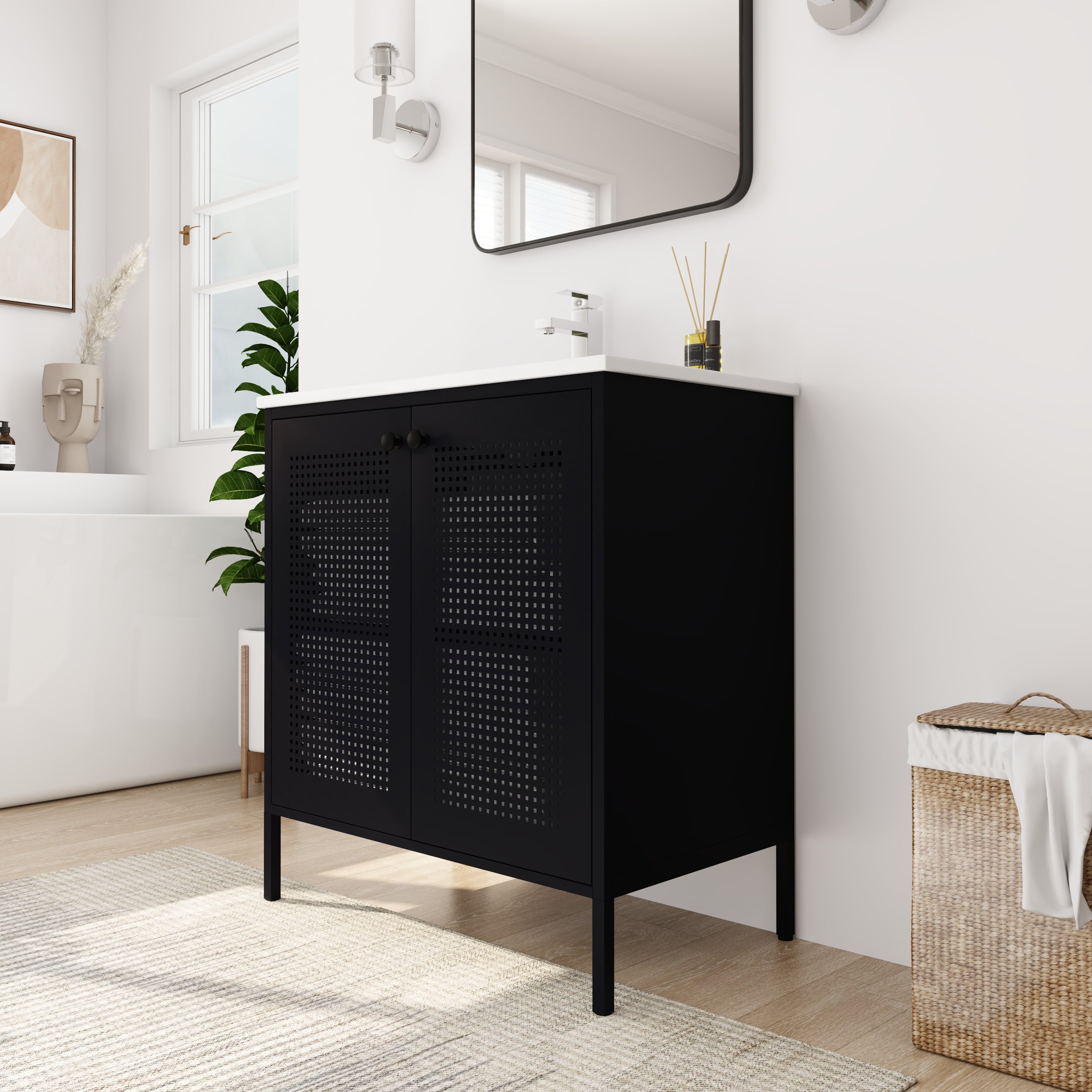 30 inch Freestanding Bathroom Vanity with Integrated Ceramic Sink with Drain
