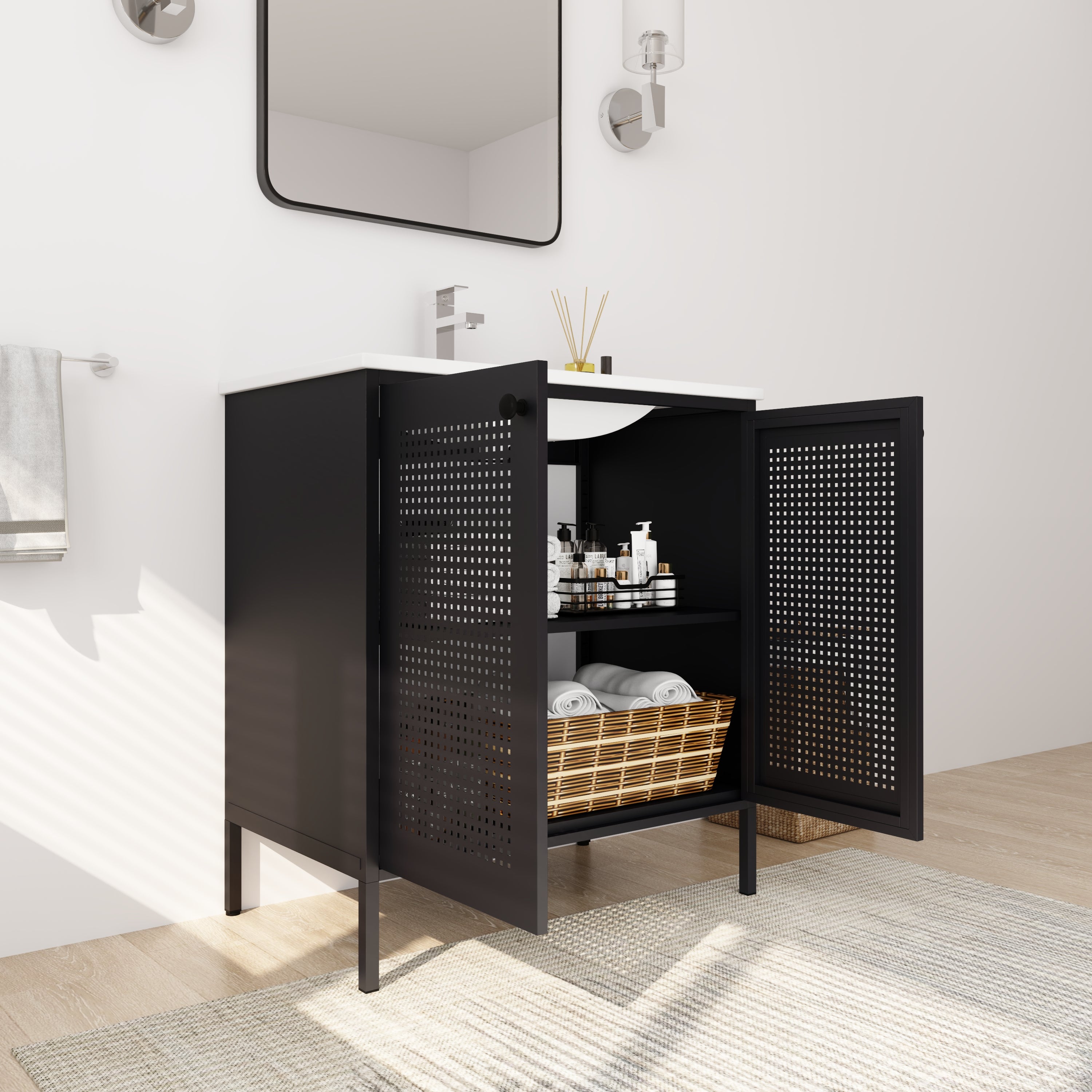 30 inch Freestanding Bathroom Vanity with Integrated Ceramic Sink with Drain