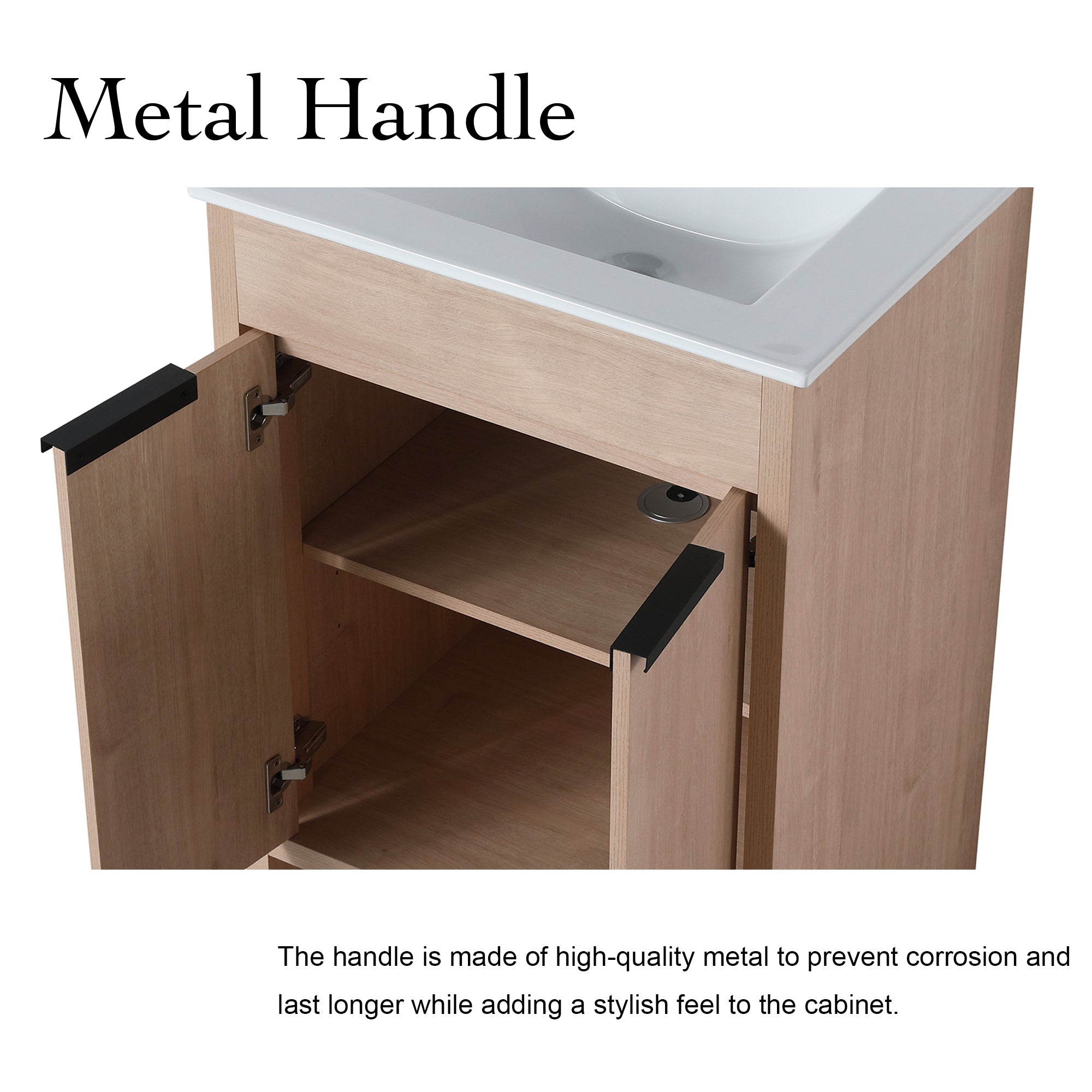 24 Inch Freestanding Bathroom Vanity with Ceramic Sink and 2 Soft-Close Cabinet Doors