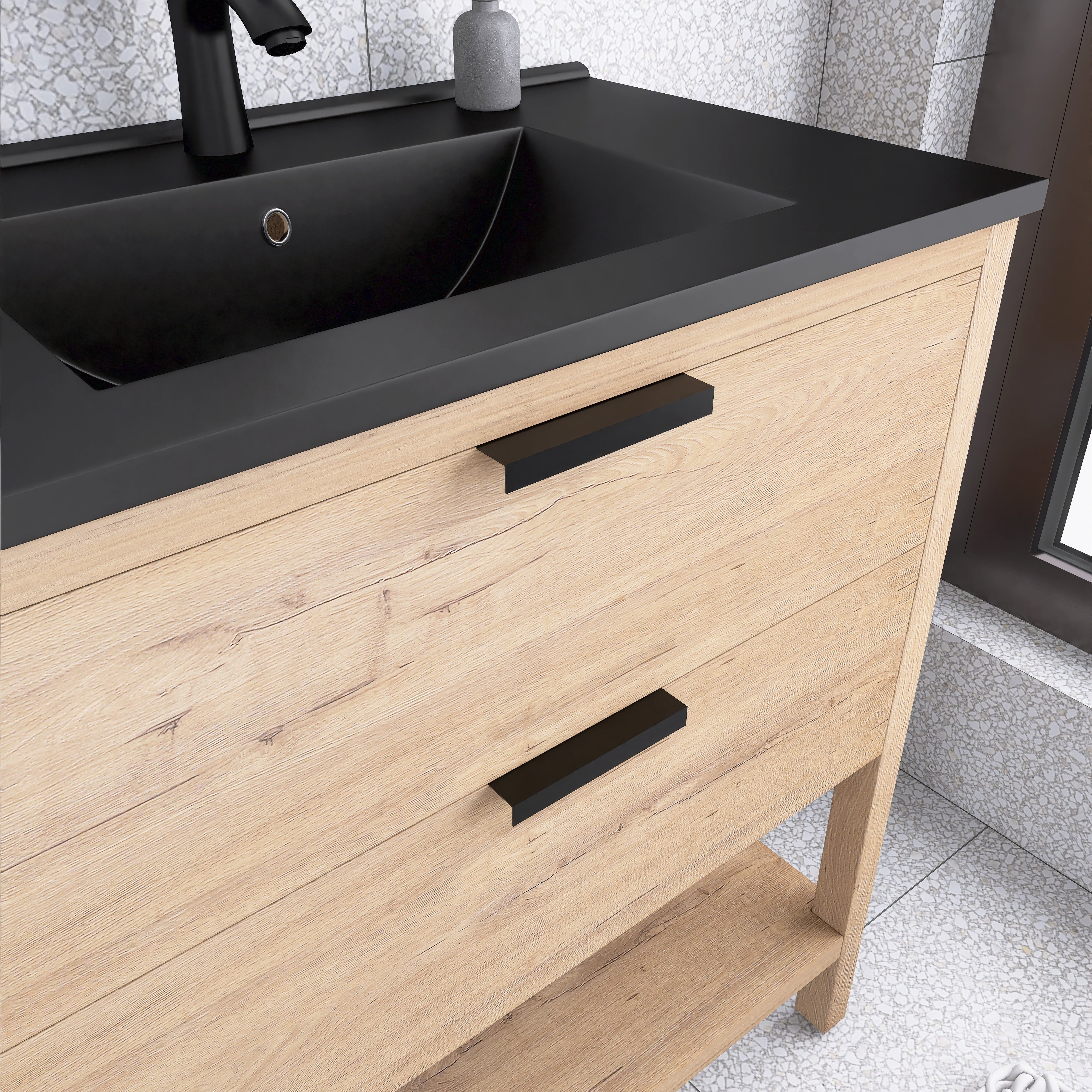 30 Inch Freestanding Bathroom Vanity Plywood With 2 Drawers with Ceramic Sink